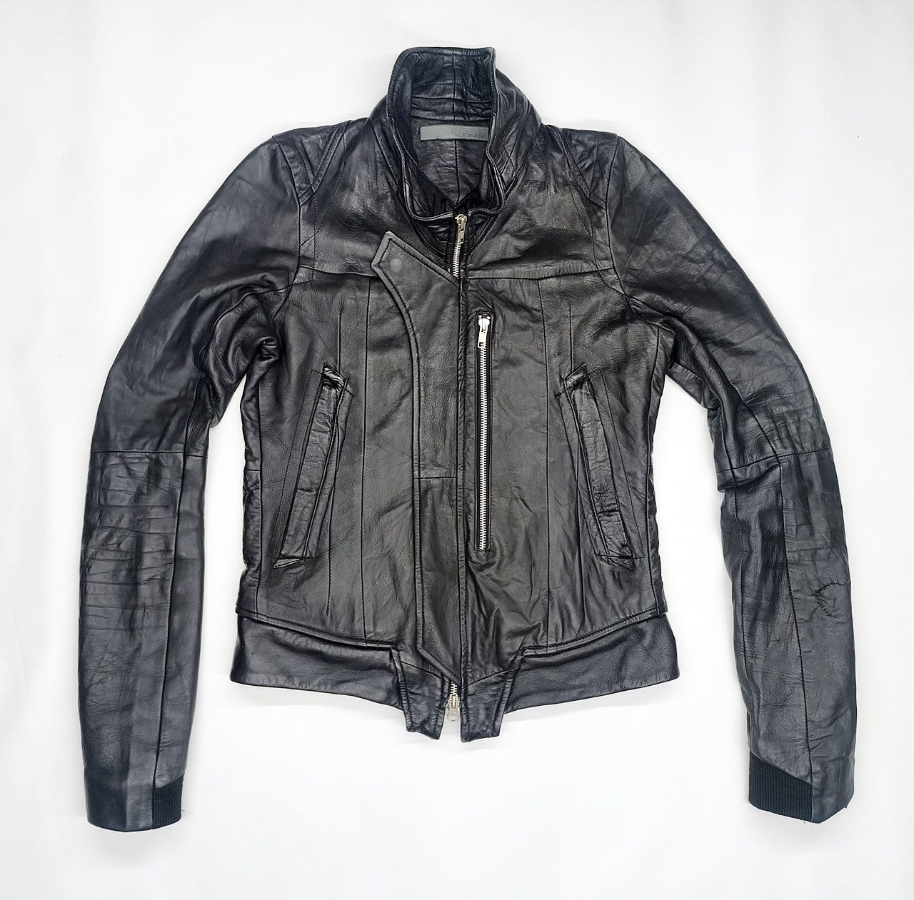 Ekam Ekam Docking Zip Gimmick Long-Sleeve Leather Jacket | Grailed