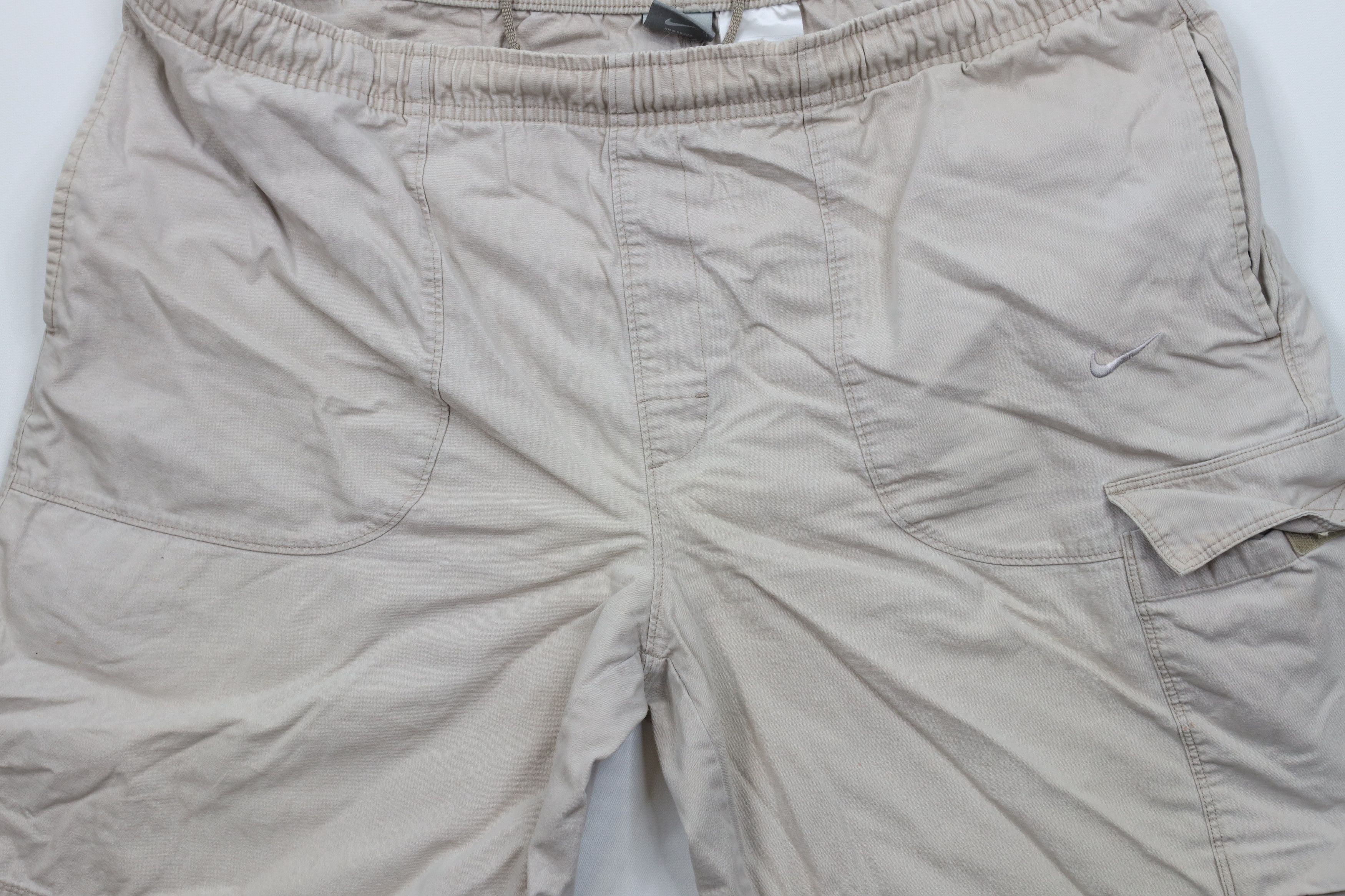 Nike × Vintage Vintage 90s Y2K Nike Travis Scott Mini Swoosh Shorts Beige Size US 34 / EU 50 - 3 Thumbnail