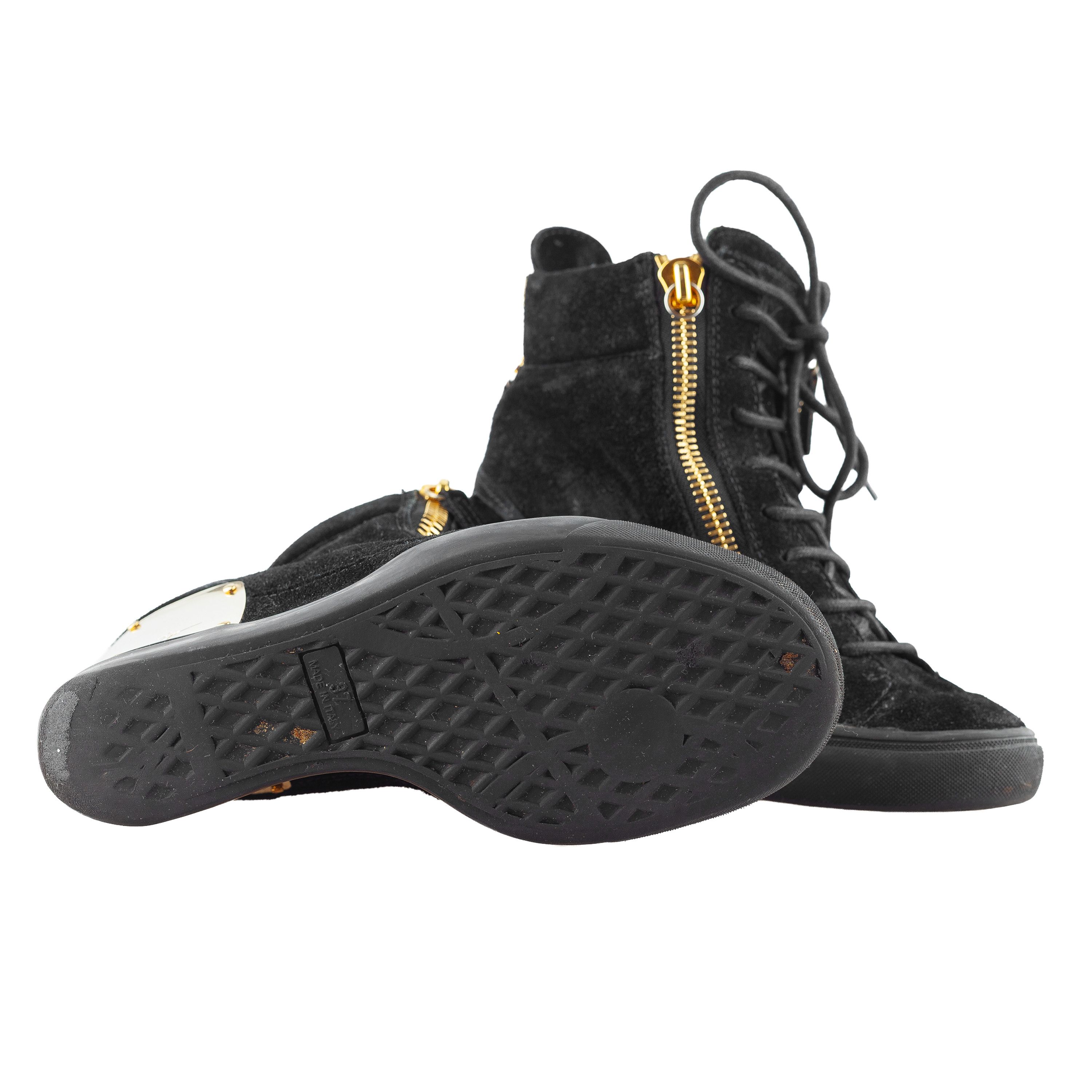 Giuseppe Zanotti Giuseppe Zanotti Black Golden Velour Wedge Sneakers Size US 6 / IT 36 - 4 Thumbnail