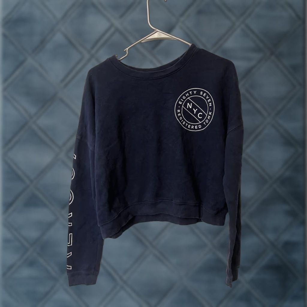 Vintage Aeropostale AERO Sweatshirt Womens Sz Medium Blue Crop Top Crew Neck BIG LOGO Size M / US 6-8 / IT 42-44 - 1 Thumbnail