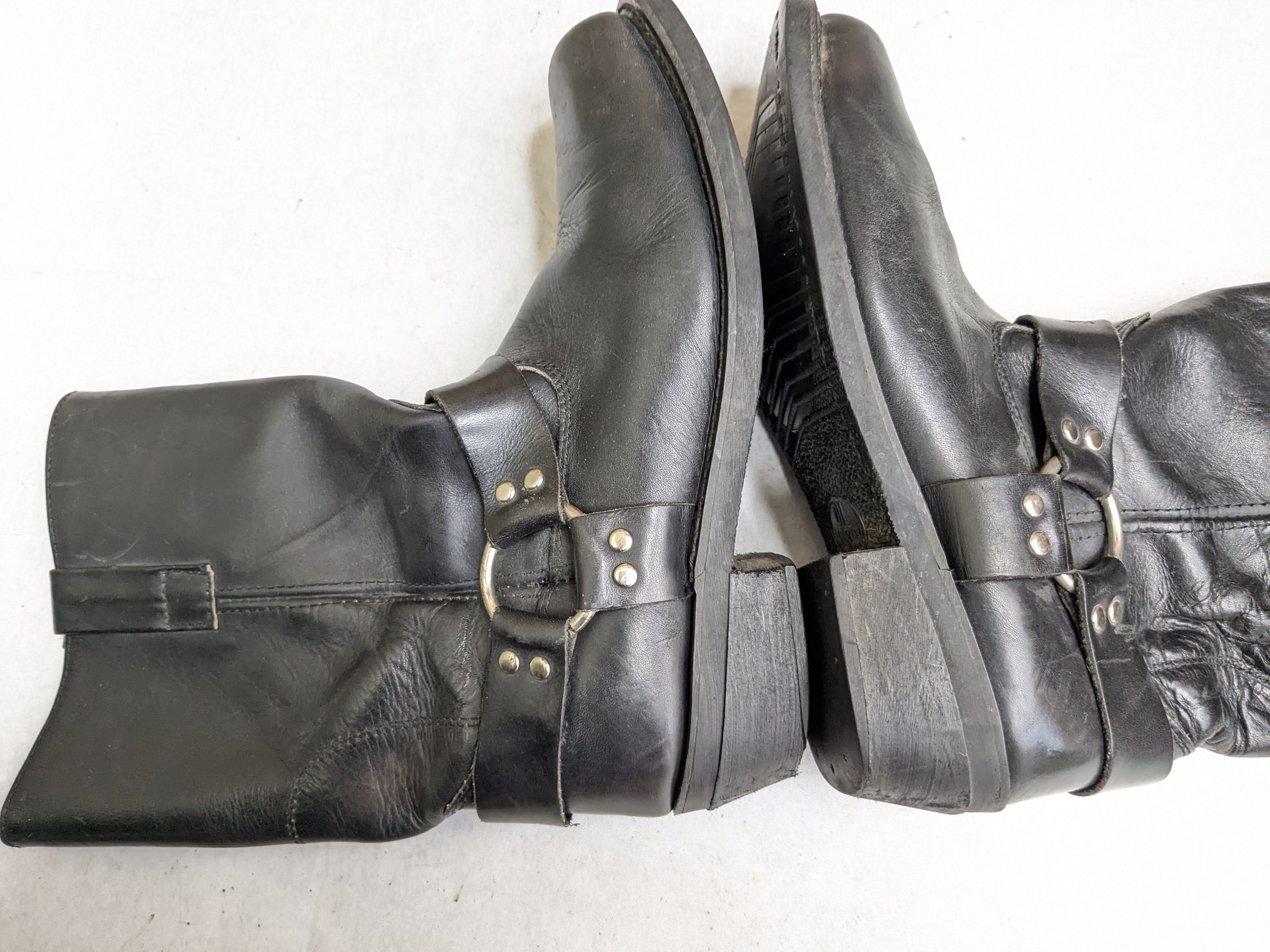 Genuine Leather Vintage Harness Boots Black Leather 11 Motorcycle Biker Size US 11 / EU 44 - 6 Thumbnail