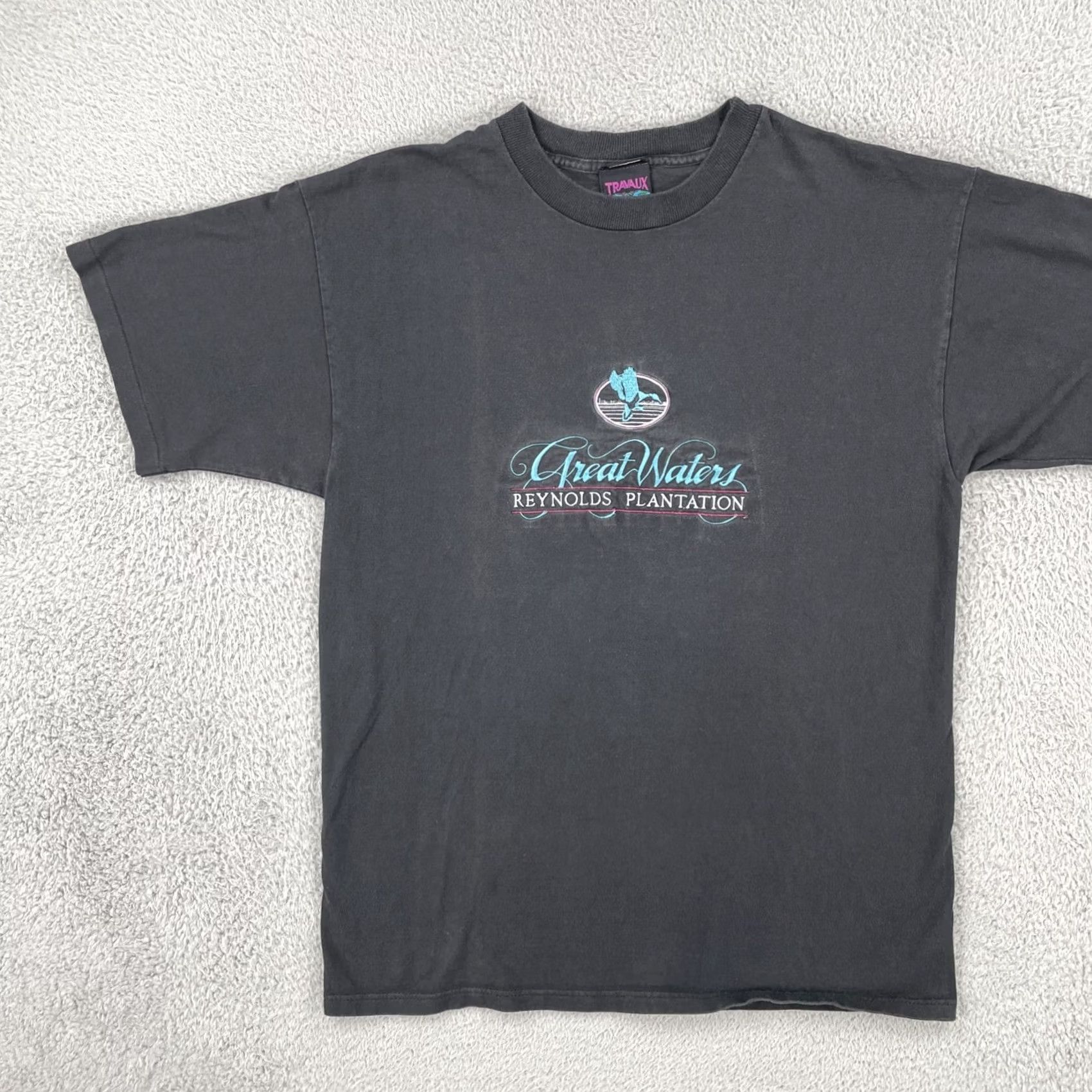 Greats VINTAGE Travau Shirt USA Made Embroidered Black 90s Crew Neck Short Sleeve Men L Size US L / EU 52-54 / 3 - 3 Thumbnail