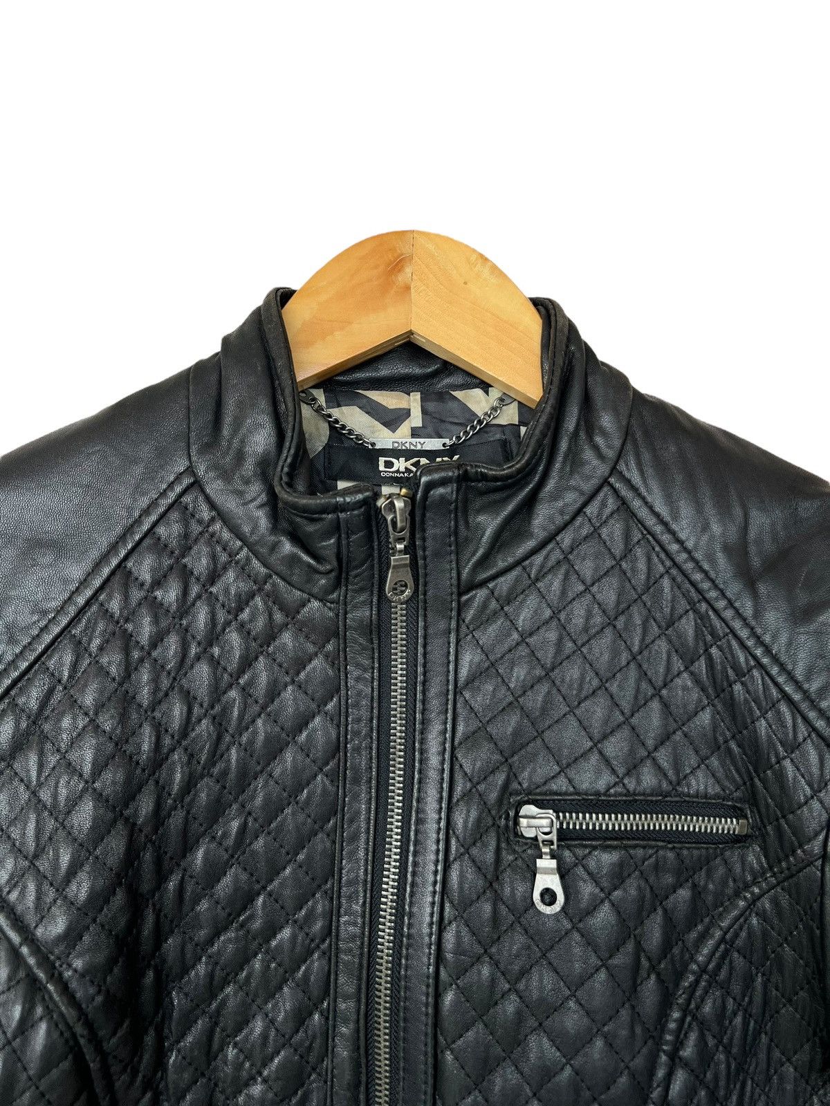 Japanese Brand DKNY Gothic Black Racing Biker Leather Jacket LGB ISWN Size XS / US 0-2 / IT 36-38 - 5 Thumbnail