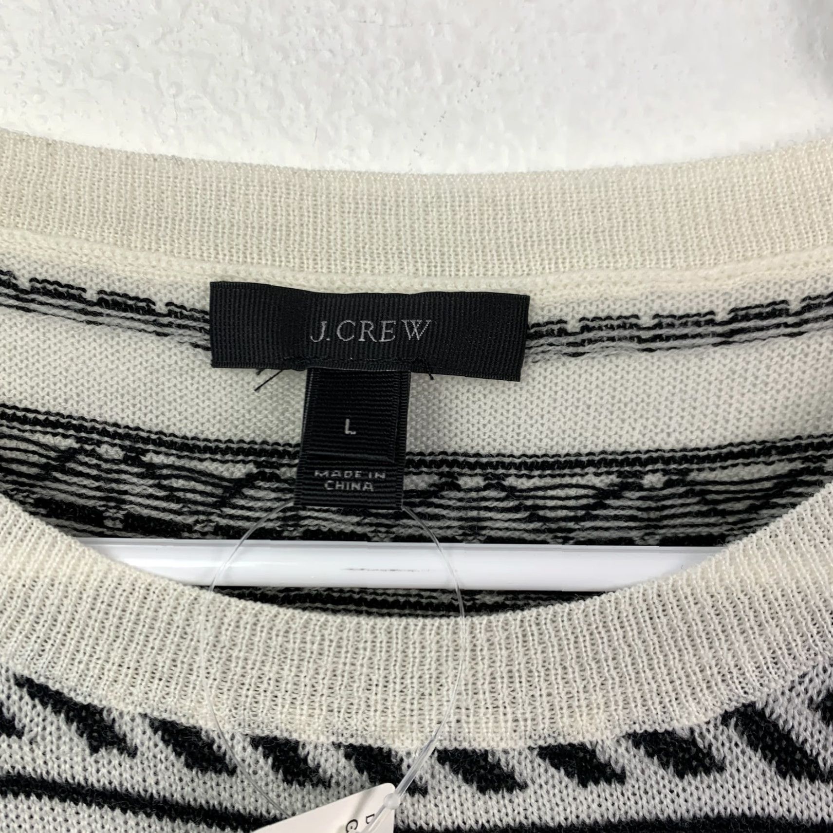 J.Crew J.Crew Sweater 3/4 Sleeve Ivory Black Merino Wool Fair Isle Crewneck L NWT Women Pullover Lightweight Knitted Patterned Knit Casual Business Casual Size L / US 10 / IT 46 - 3 Thumbnail