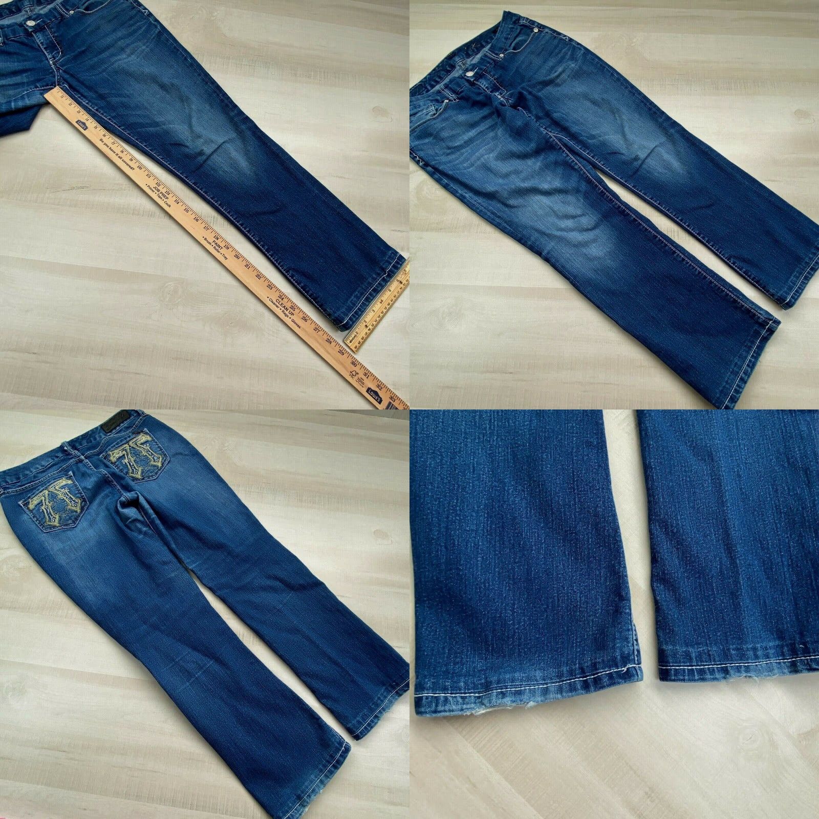 Vintage Seven7 Womens Bootcut Jeans 10 Extra Large 29x28 Mid Rise Medium Wash Embellished Pockets Size 32" / US 10 / IT 46 - 8 Thumbnail