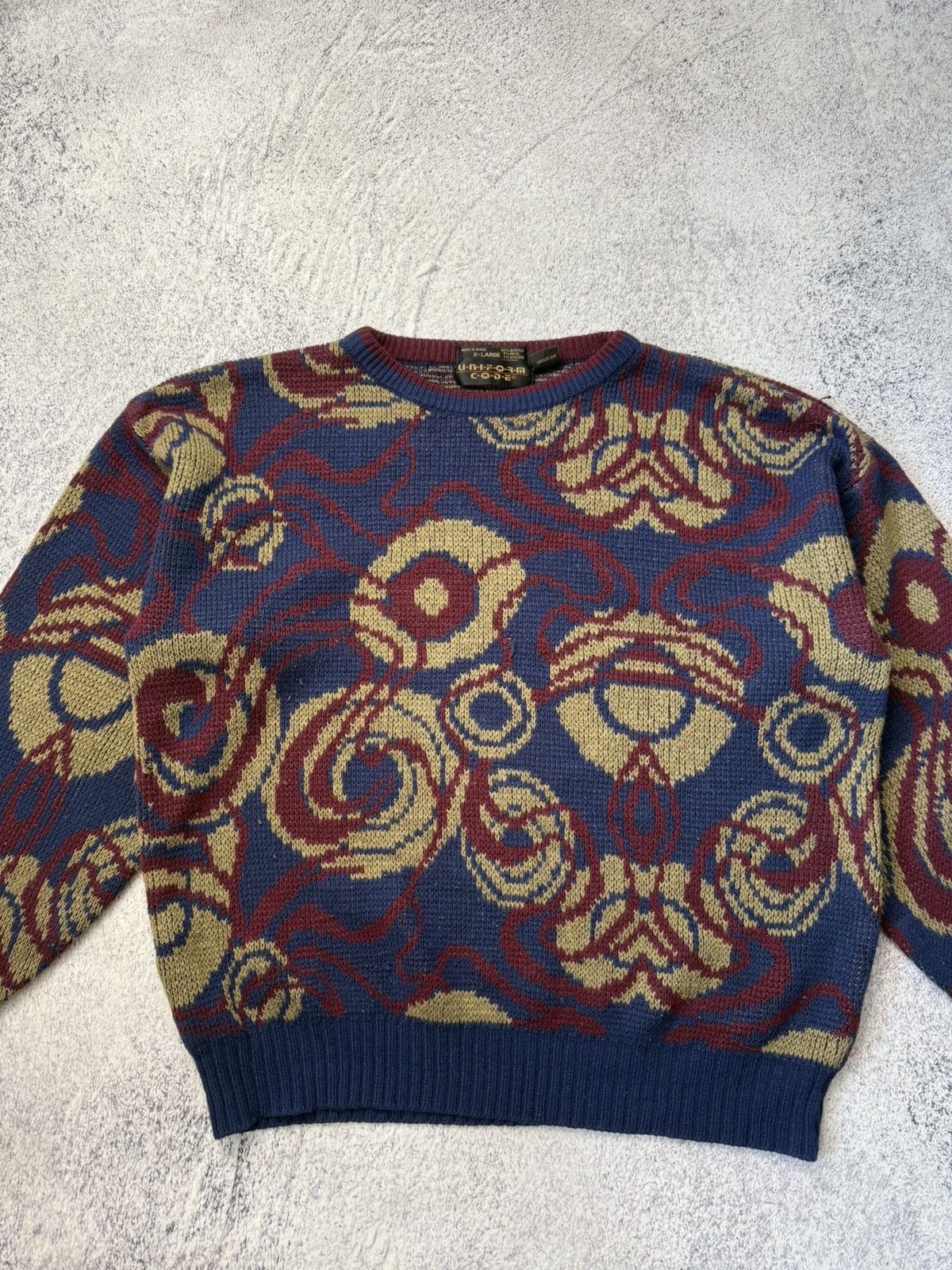 Japanese Brand VINTAGE Uniform Code Mens Crew Neck Geometric Sweater Y2K Size US L / EU 52-54 / 3 - 5 Thumbnail