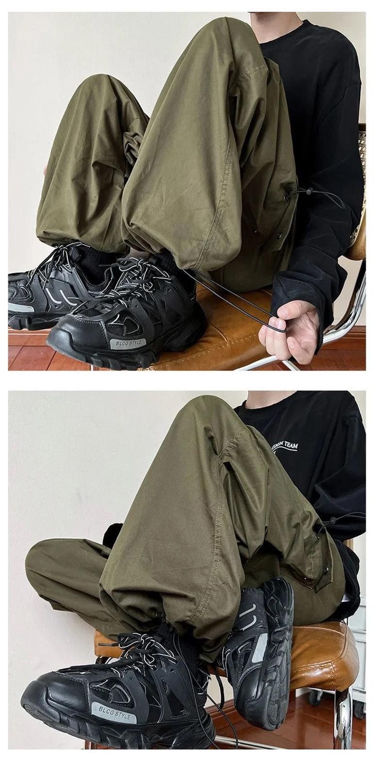Vintage Olive Green Multi Oversized Pocket Cargo Pants Size US 33 - 5 Thumbnail
