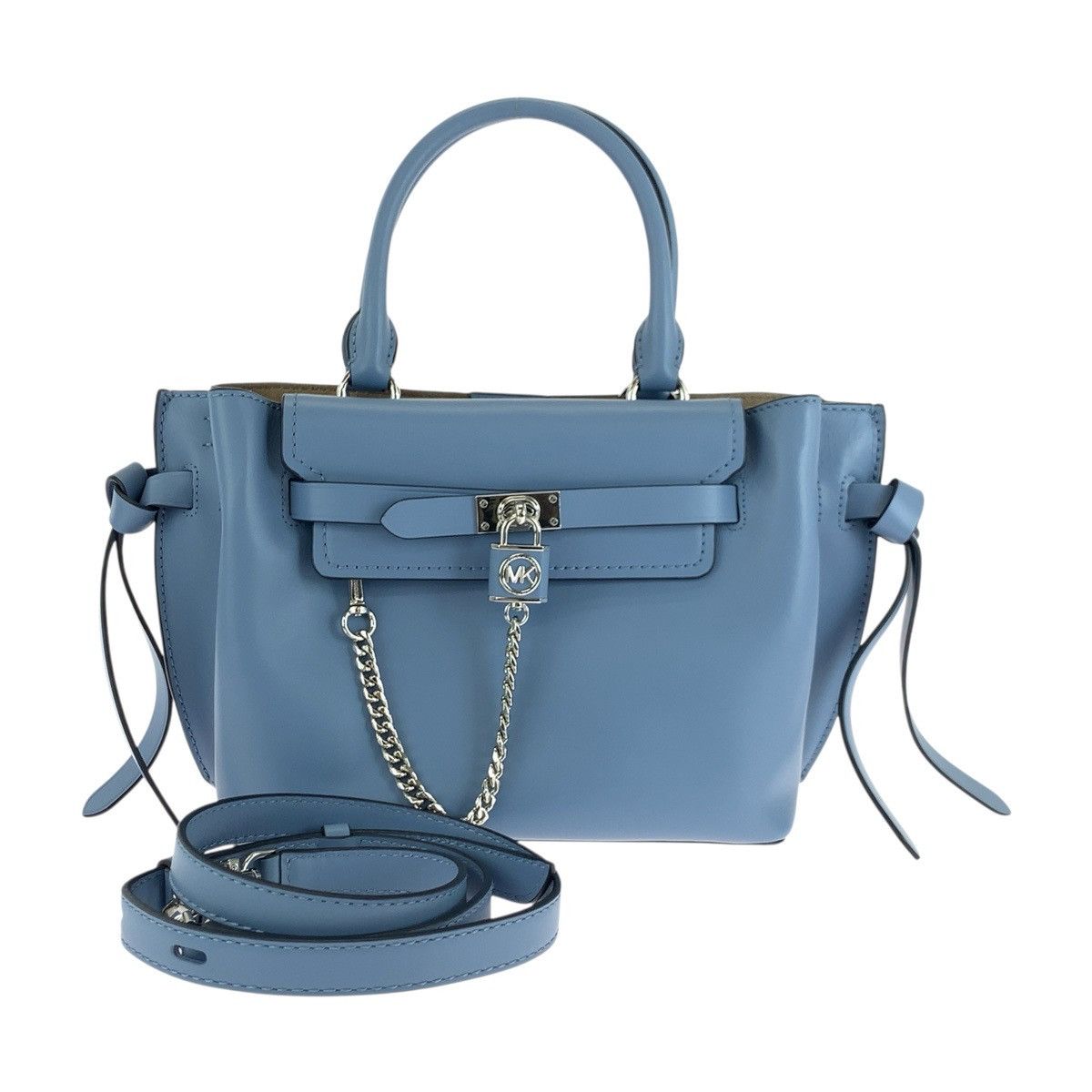 Michael Kors Michael Kors Hamilton Legacy Beltded Satchel Leather 2Way Bag Leather Shoulder Bag in Blue, Women's