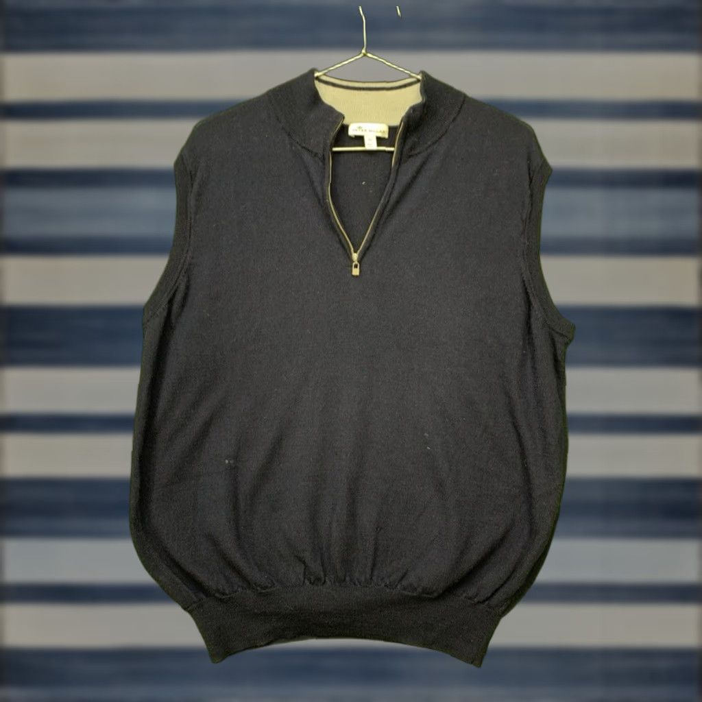 Peter Millar Peter Millar Black Vest Mens XL Slim Fit 1/4 Zip Merino Wool Silk Blend Golf Preppy Size US XL / EU 56 / 4 - 1 Thumbnail