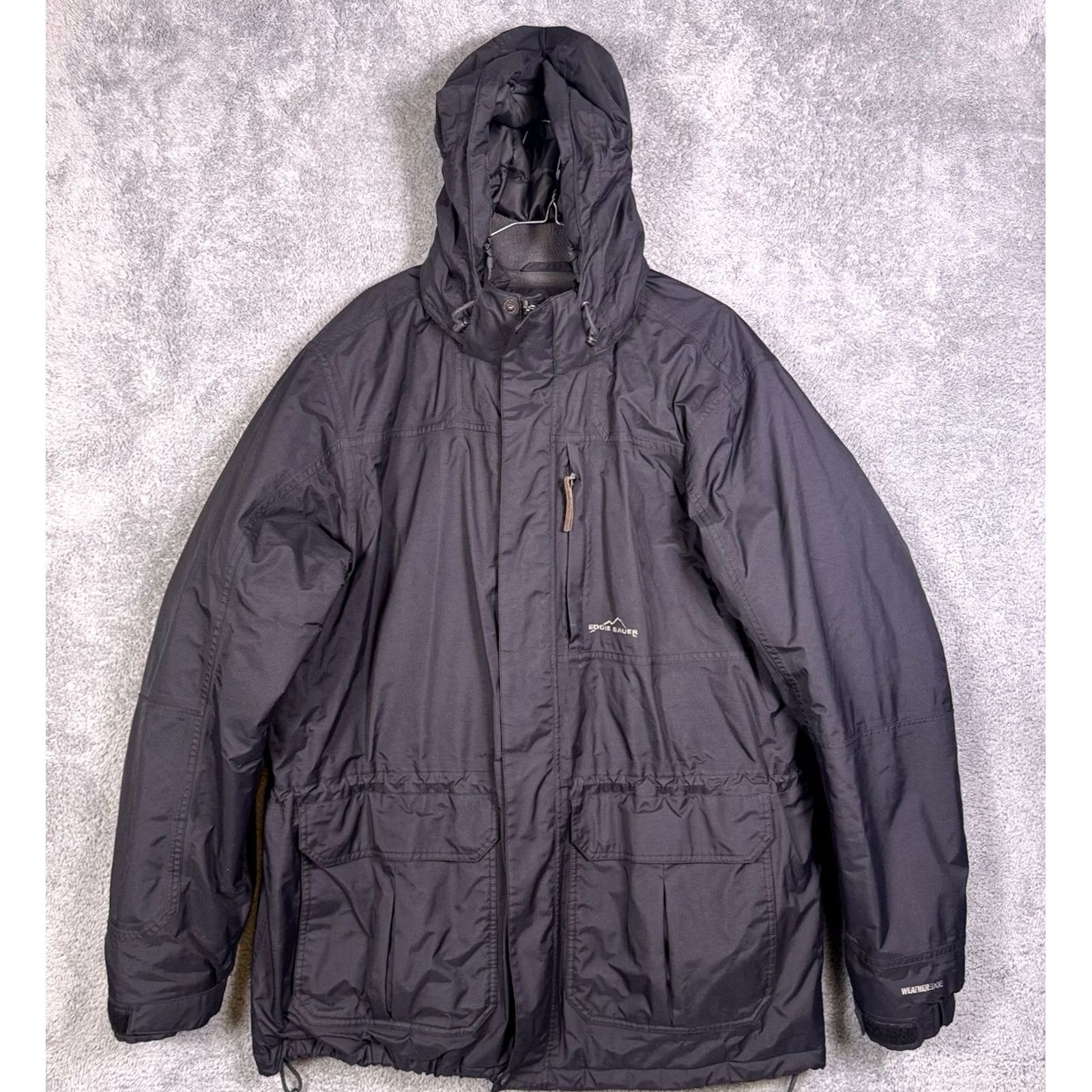 Eddie Bauer Eddie Bauer WeatherEdge Jacket Mens XLT Insulated Hooded Full Zip Parka Black Weathergear Rain Wind-Resistant Outdoors Camping Cargo Pockets Size US XL / EU 56 / 4 - 2 Thumbnail