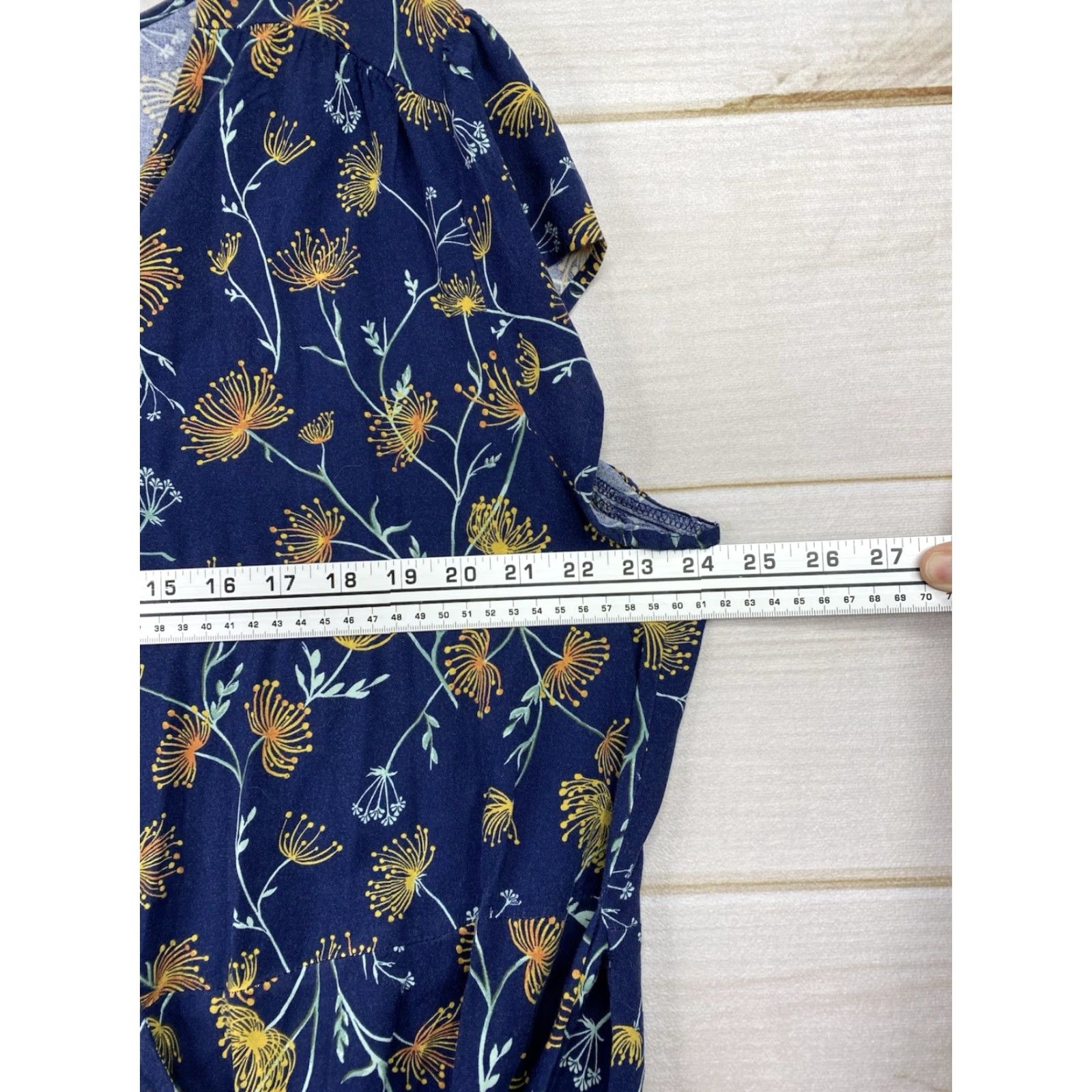Vintage a.n.a Dress Wrap Floral Blue 1X Cap Sleeve V-Neck Midi Short Sleeve Rayon Womens Size XL / US 12-14 / IT 48-50 - 7 Thumbnail