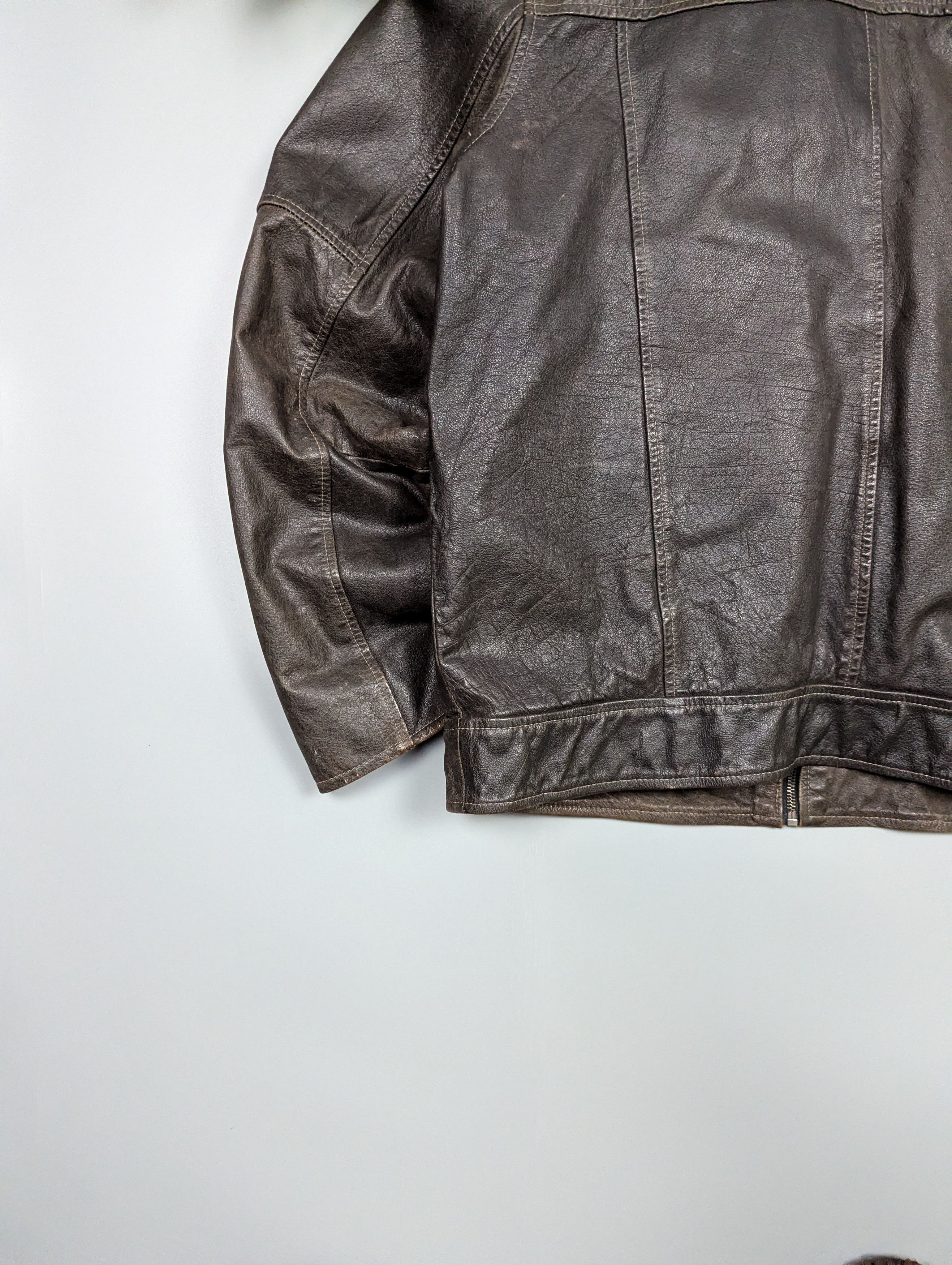 Vintage TRAPPER Mens Brown Multi-Pocket Leather Vintage Biker Jacket Size US XL / EU 56 / 4 - 17 Thumbnail