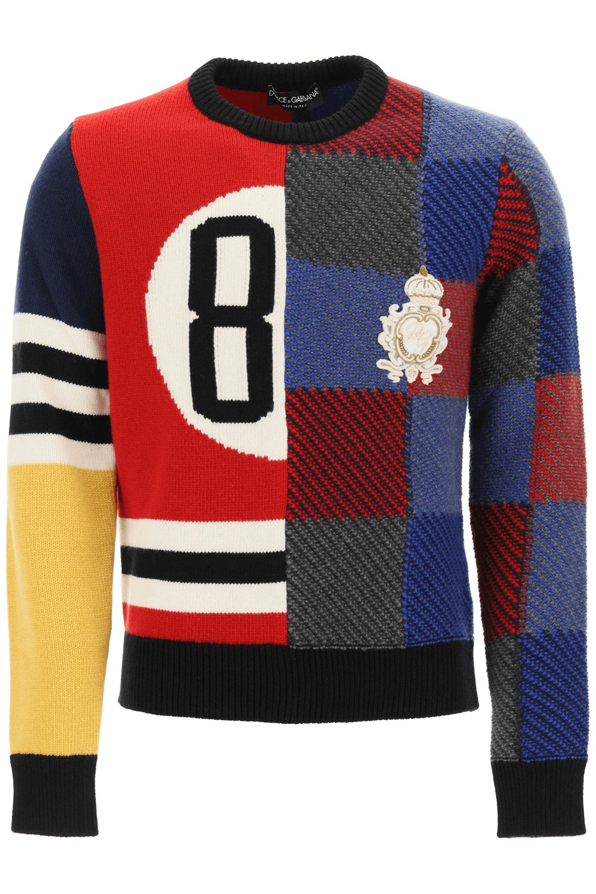 image of Dolce Gabbana 84 Sweater In Multicolor Wool Size Eu 46 For Men in Blue