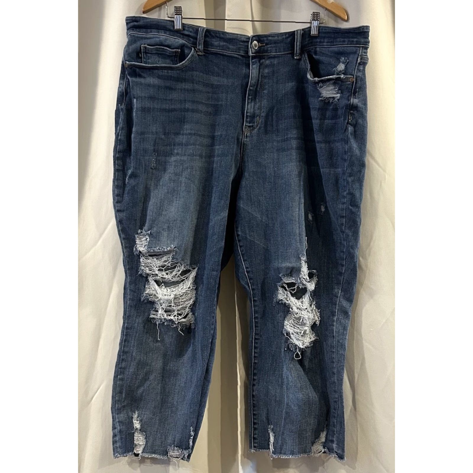 Vintage Judy Blue Jeans Womens 24W Distressed High Rise Straight Fit Stretch Jeans Size 42" / US 20 - 2 Thumbnail