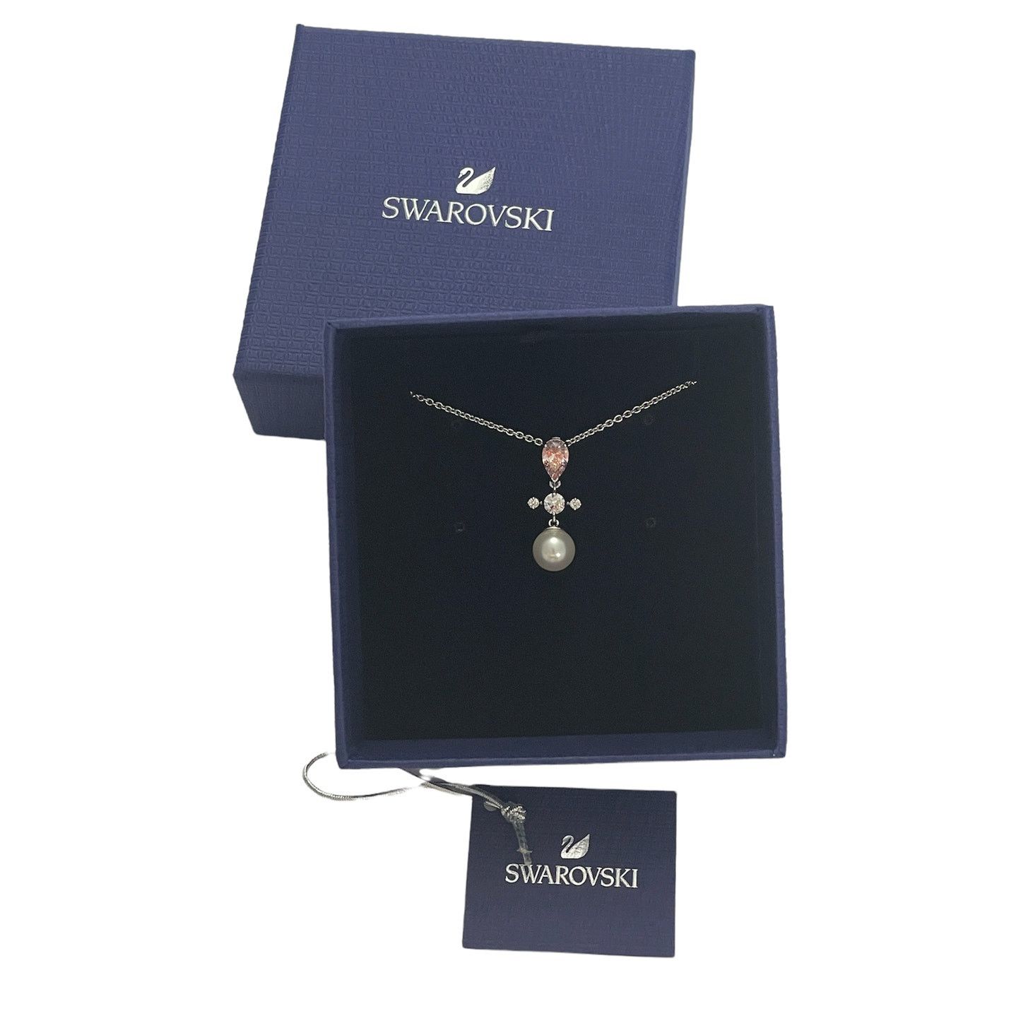 Swarovski Swarovski Perfection Silver Necklace Pink RHS Crystal Pearl Size ONE SIZE - 1 Thumbnail