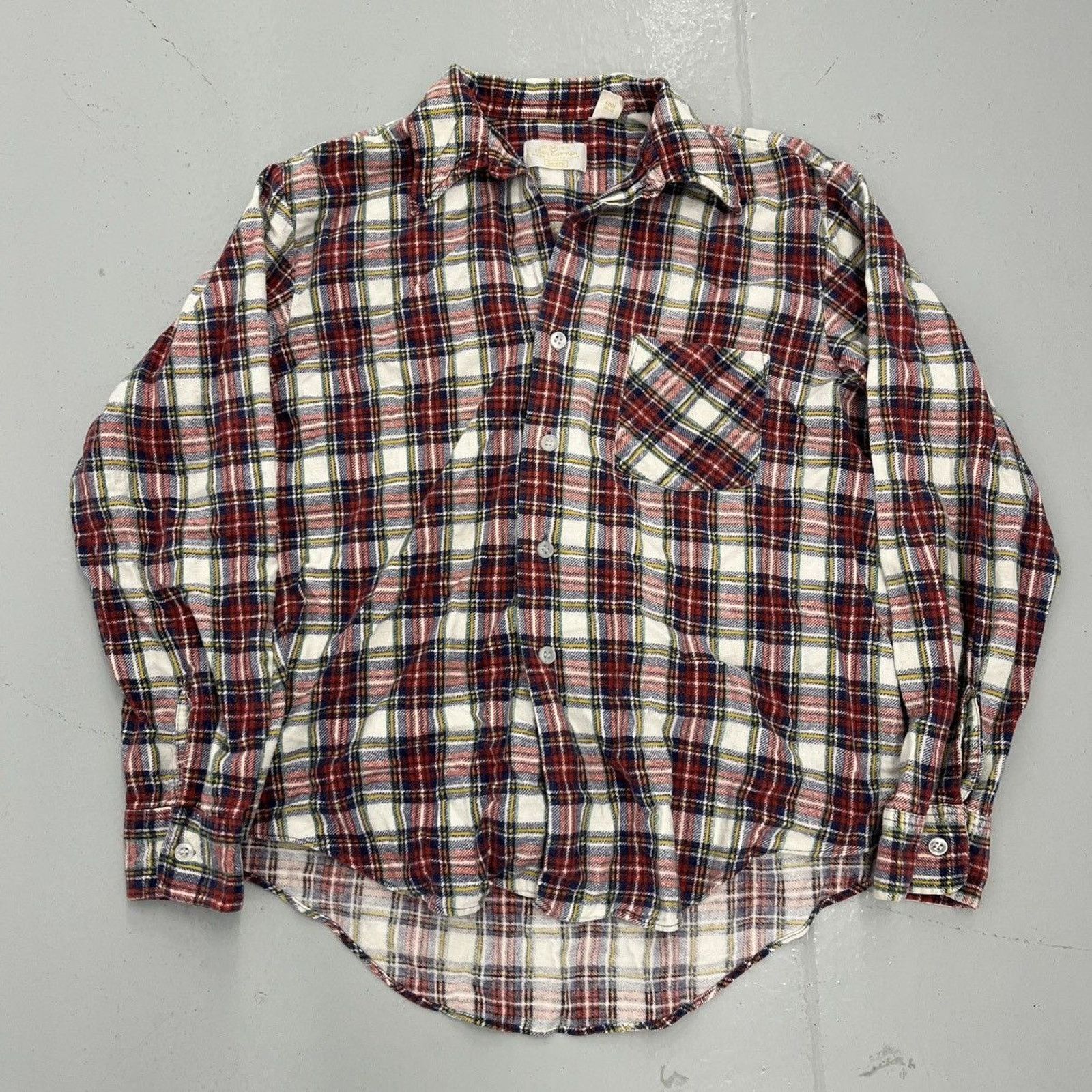 Sears × Vintage 1950s/ 1960s Sears Rayon Shadow Plaid Shirt Size M 
