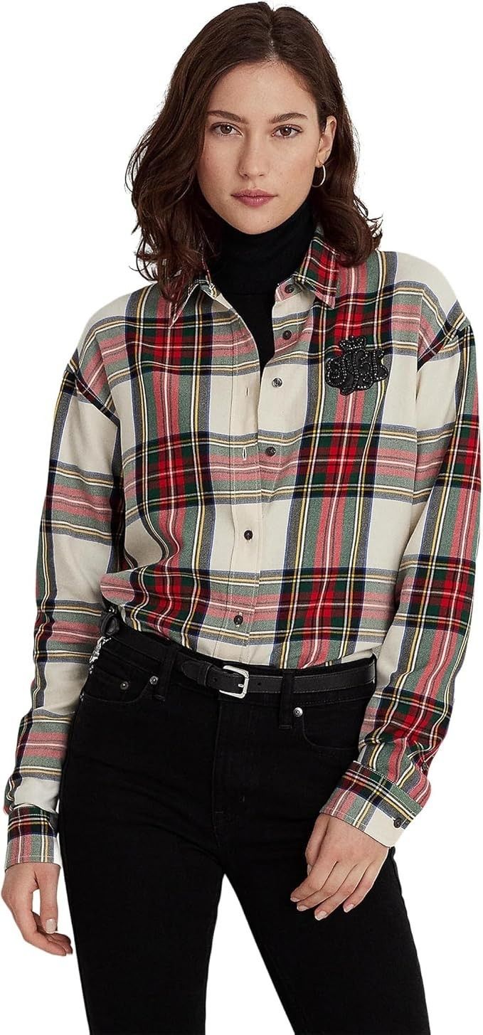 Polo Ralph Lauren Lauren Ralph Lauren Bullion Plaid Twill Shirt in Red ( S ) Size S / US 4 / IT 40 - 1 Thumbnail