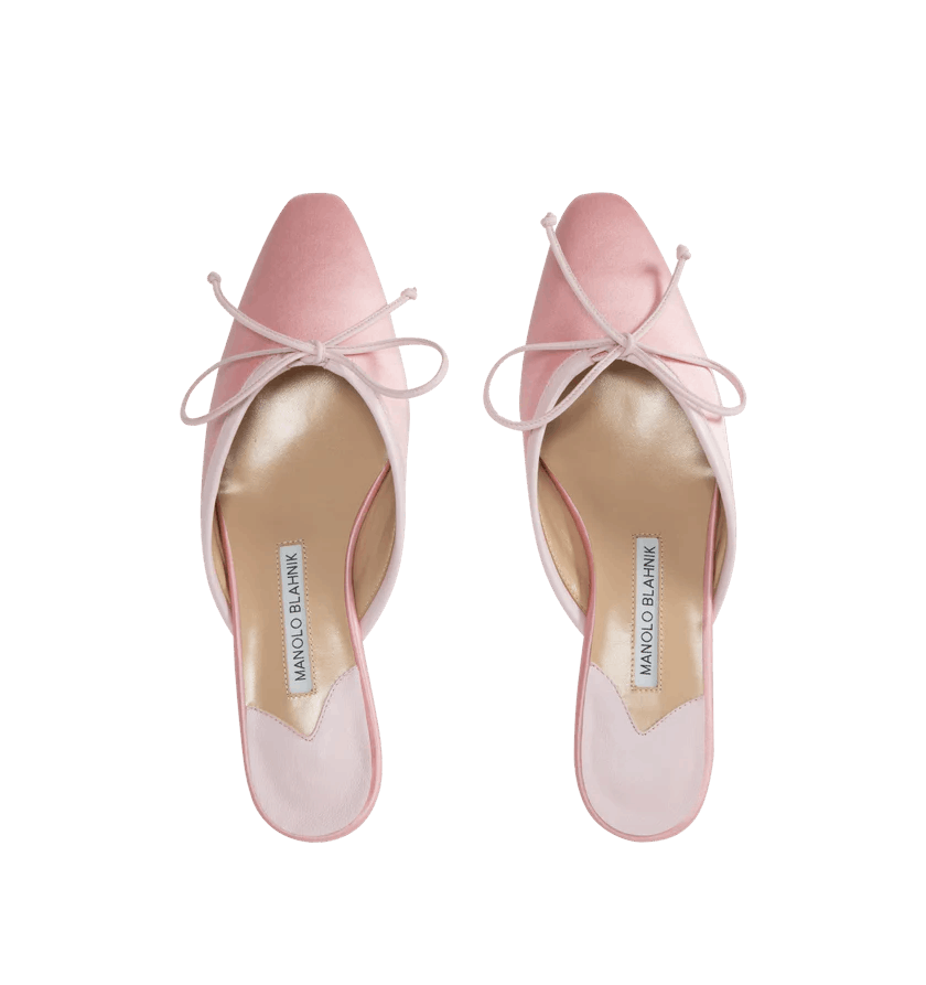 Manolo Blahnik o1h1sh11225 Satin Ballerina Mule in Pink Size US 7.5 / IT 37.5 - 3 Thumbnail