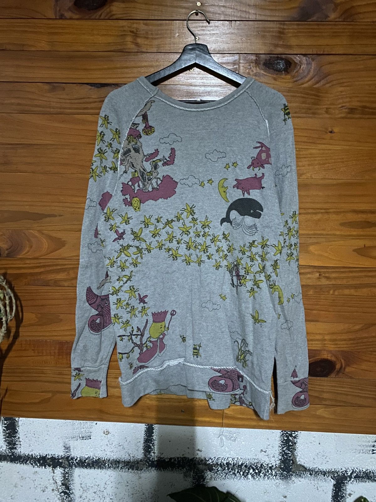 Japanese Brand Vintage IDEOT Japan 100% Cotton Graphic Print Sweater Size US M / EU 48-50 / 2 - 7 Thumbnail
