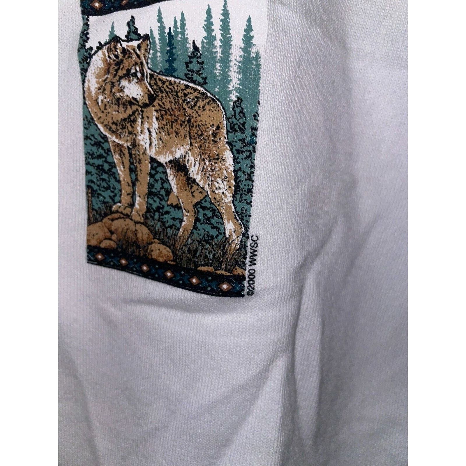 Jerzees Vintage Wolf Sweatshirt Animal Nature White Crewneck VTG 90s Size US M / EU 48-50 / 2 - 4 Thumbnail