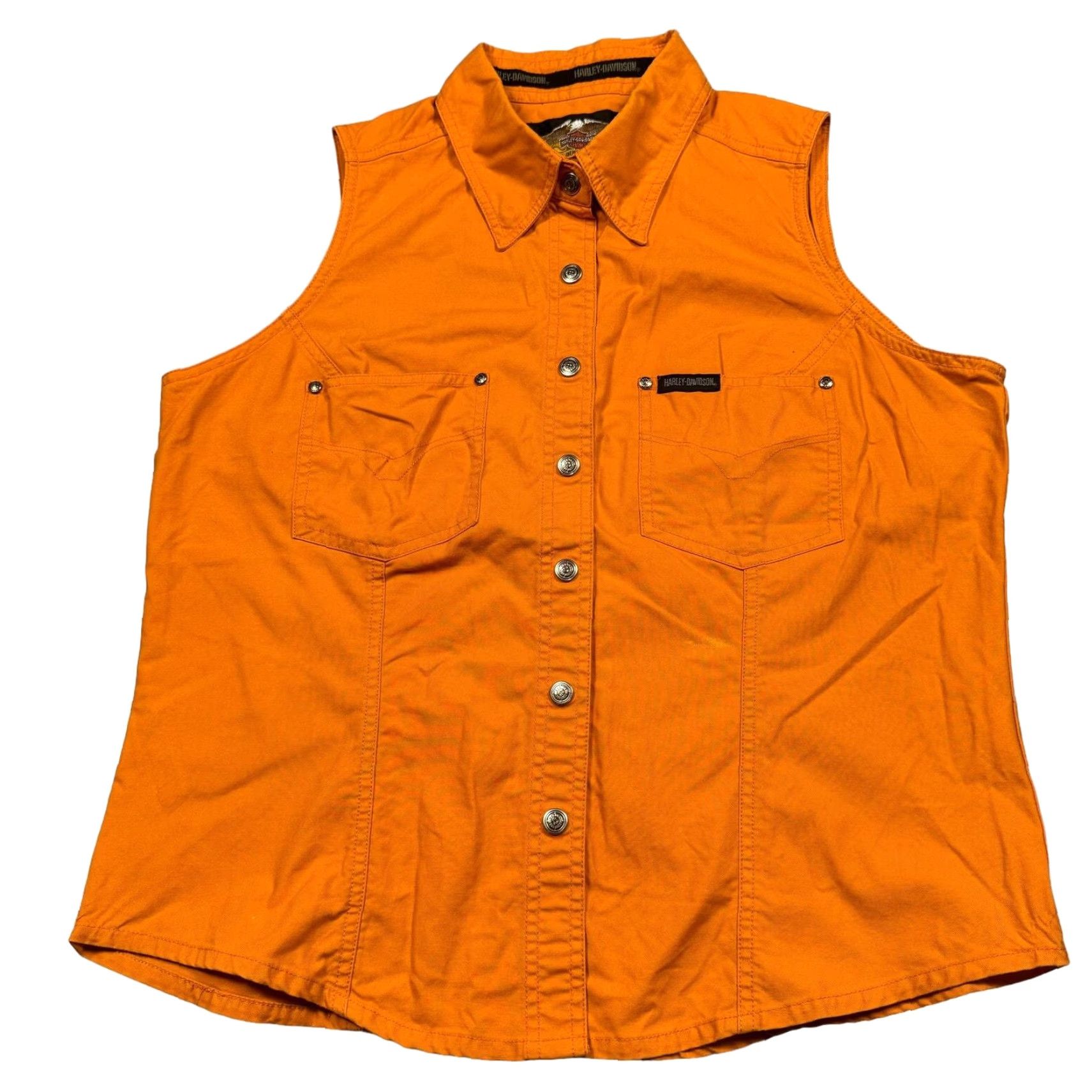 Harley Davidson VINTAGE Harley Davidson Button-Up Vest Orange Black Embroidered Biker Mens M Size US M / EU 48-50 / 2 - 3 Thumbnail