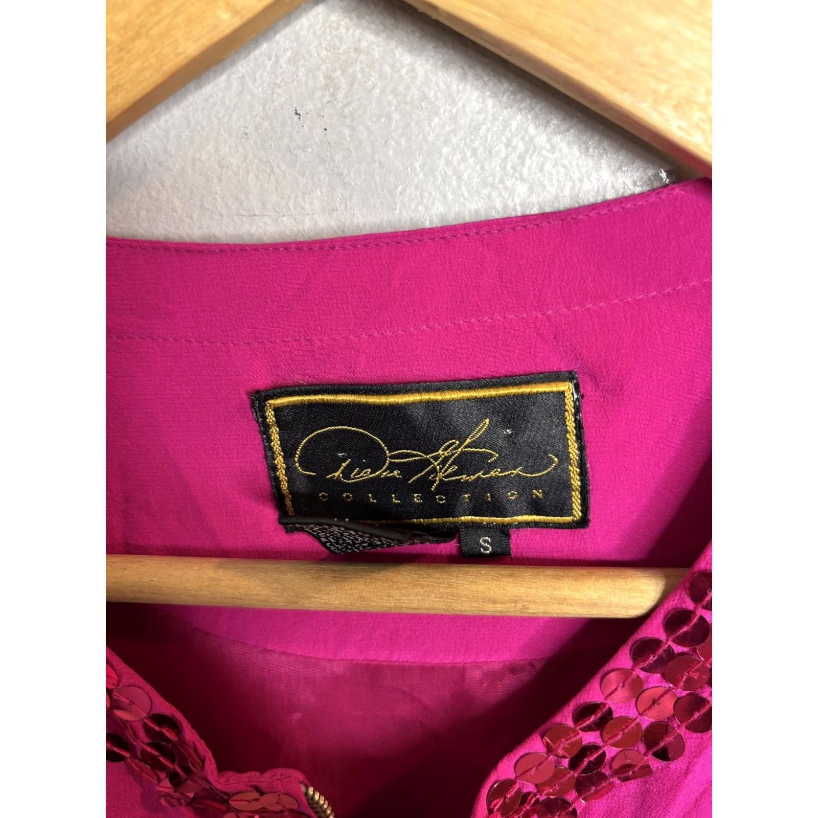 Vintage Rita Stevens Collection Jacket Womens Small Pink Sequin Satin Zip Party Evening Size S / US 4 / IT 40 - 3 Thumbnail