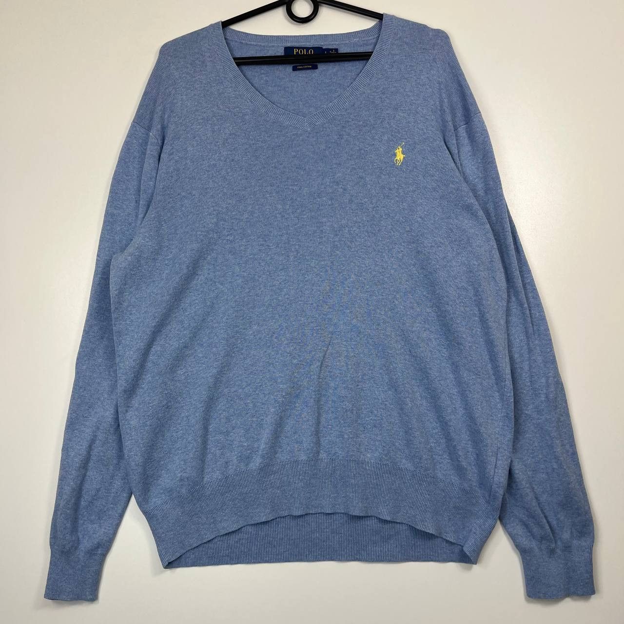 Polo Ralph Lauren Polo Ralph Lauren Pima Cotton V Neck Sweater Blue L Size US L / EU 52-54 / 3 - 1 Thumbnail