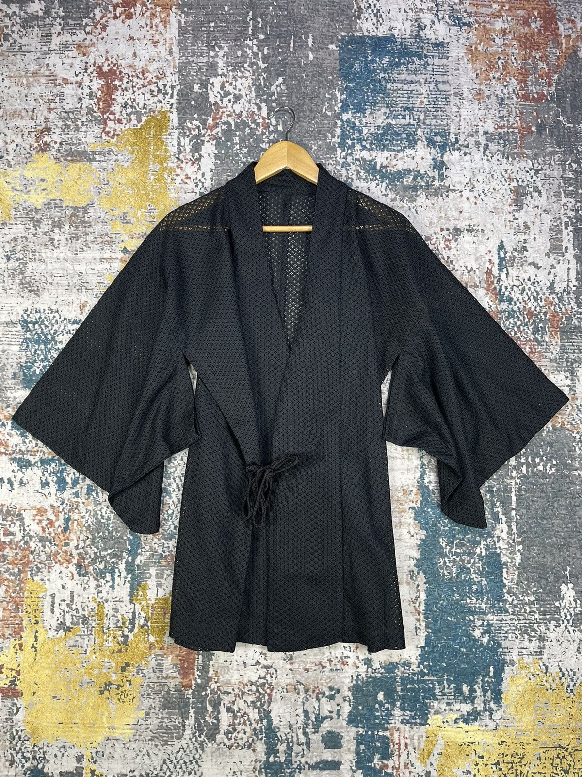 Japanese Brand Vintage KIMONO Black Mesh Japan Traditional Wear Size ONE SIZE - 5 Thumbnail