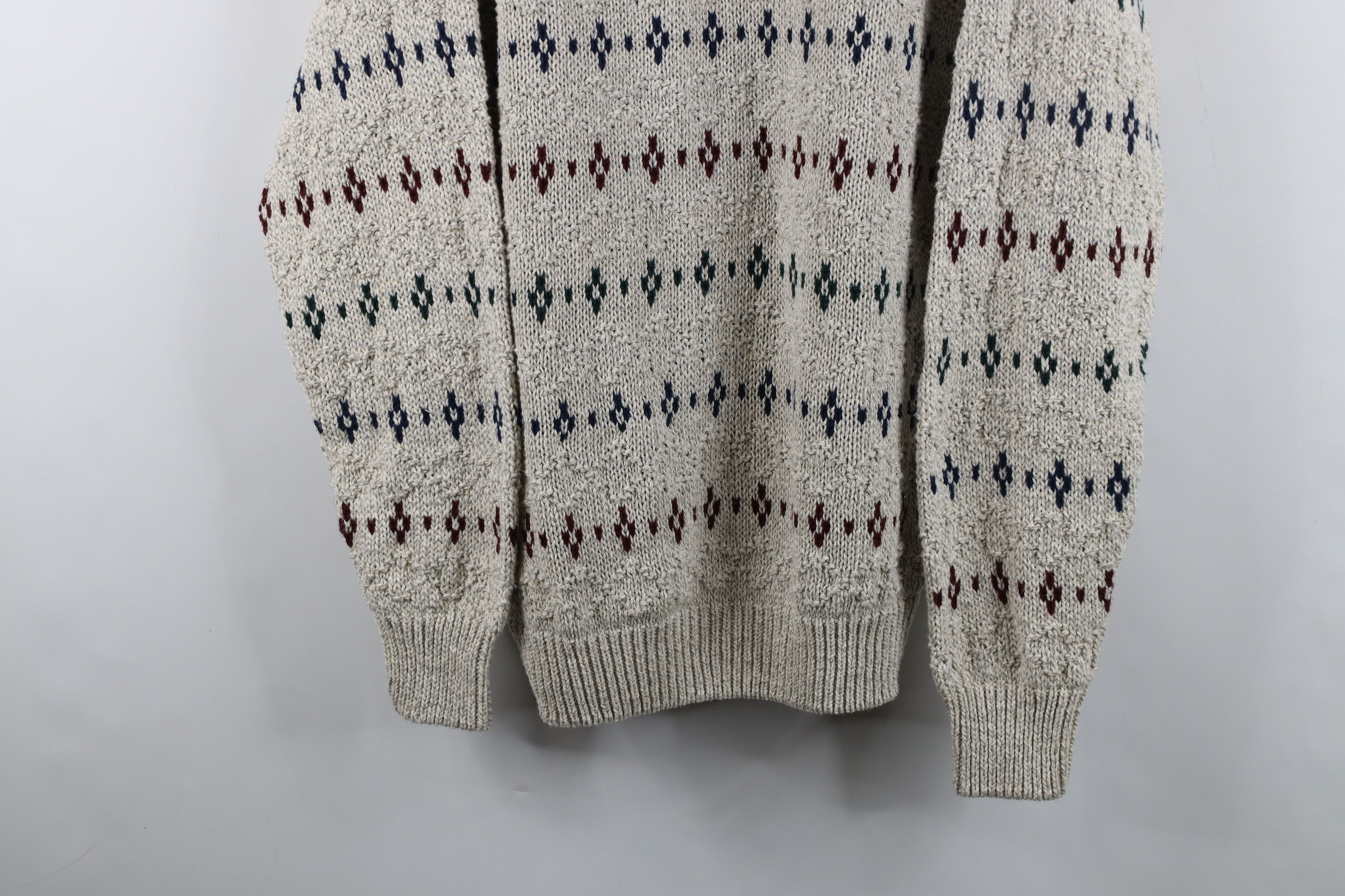 Vintage Vintage 90s Streetwear Geometric Cotton Knit Sweater USA Size US L / EU 52-54 / 3 - 3 Thumbnail