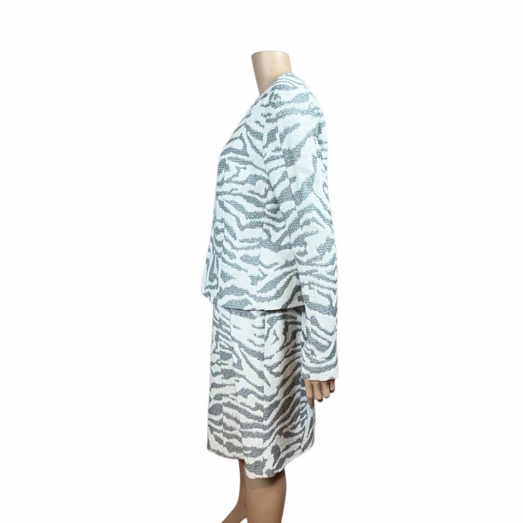 Hugo Boss NWT Hugo Boss Jacquard Jacket Jamonia & Skirt Varoci Set in Ivory Grey 6 (034) Size M / US 6-8 / IT 42-44 - 7 Thumbnail