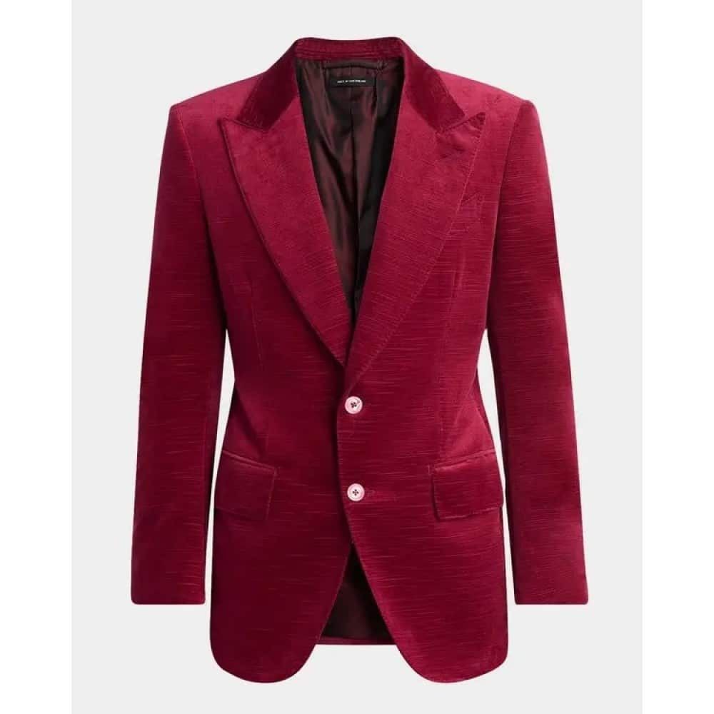 o1loc1c1125 JLPP01 Dyllan Ridged Velvet Jacket in Dark Red