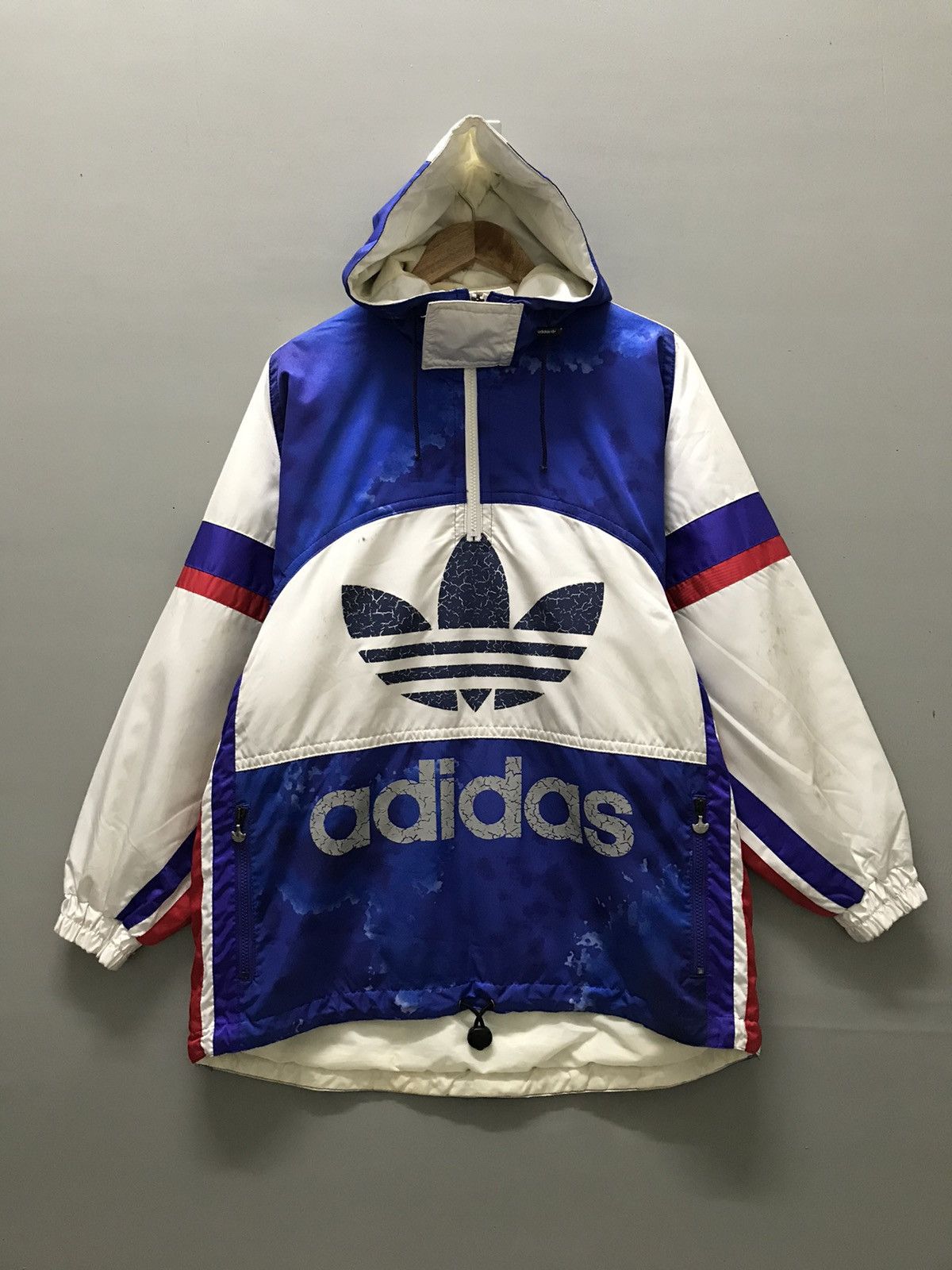 Vintage Adidas Marble Design Half Zipper Hoodie Jacket