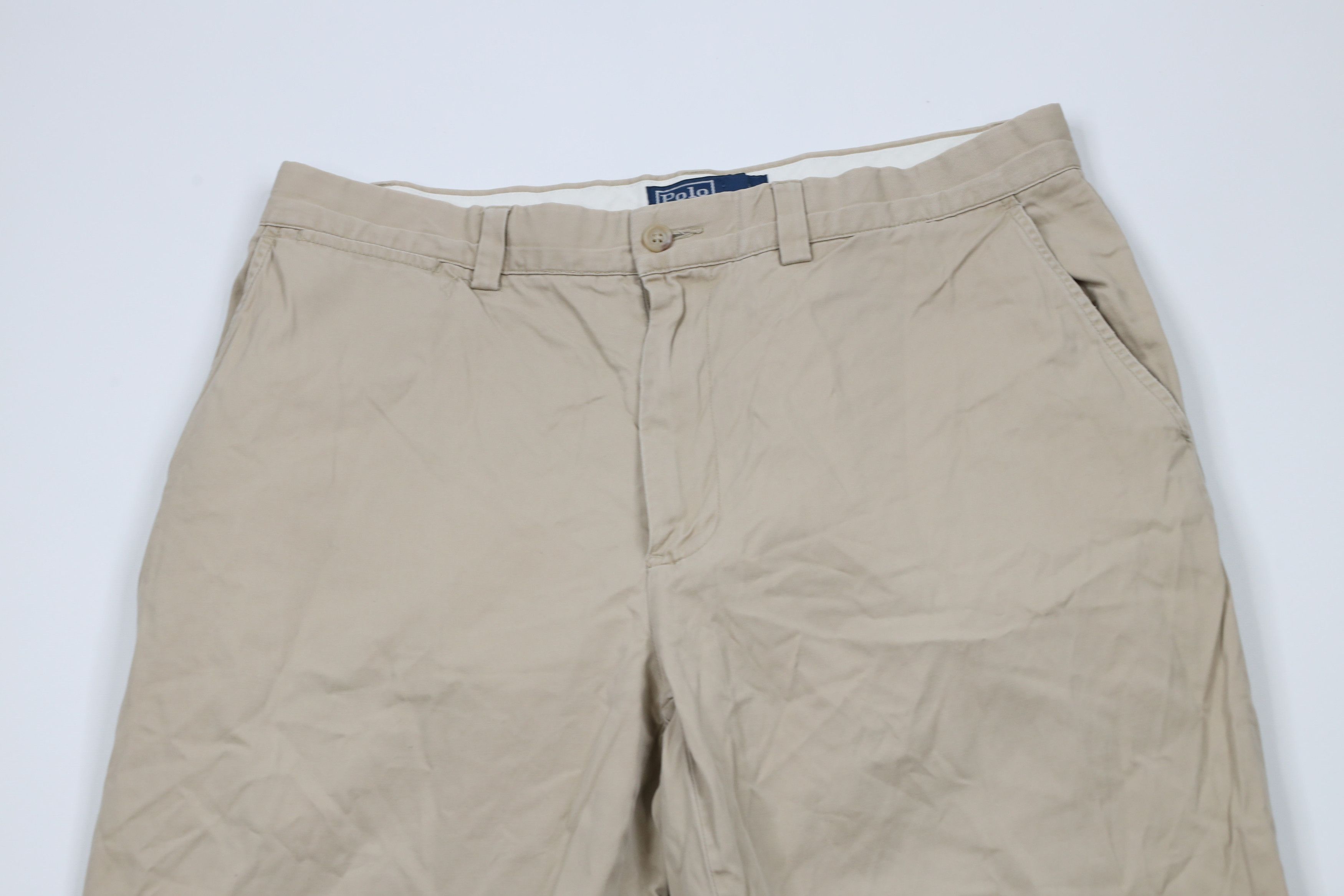 Ralph Lauren × Vintage Vintage 90s Ralph Lauren Wide Leg Chino Pants Cotton Beige Size US 33 - 2 Thumbnail