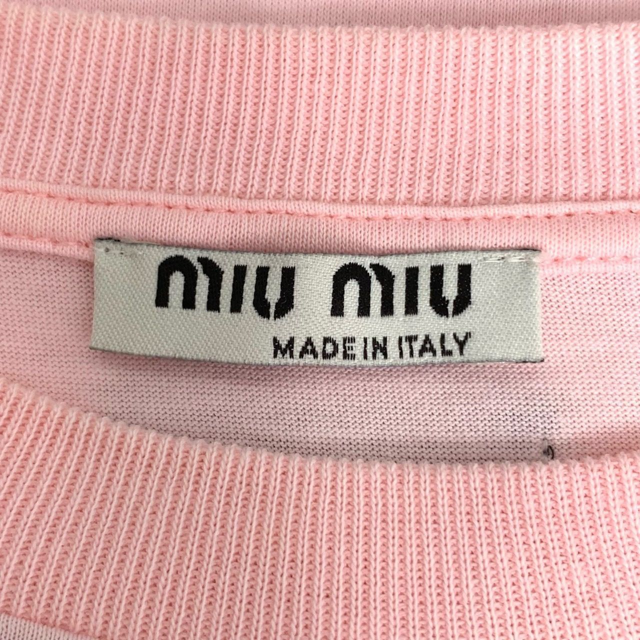 Miu Miu Miu Miu Pink Cotton Unicorn Embroidered Short Sleeve T-Shirt Size S / US 4 / IT 40 - 2 Thumbnail