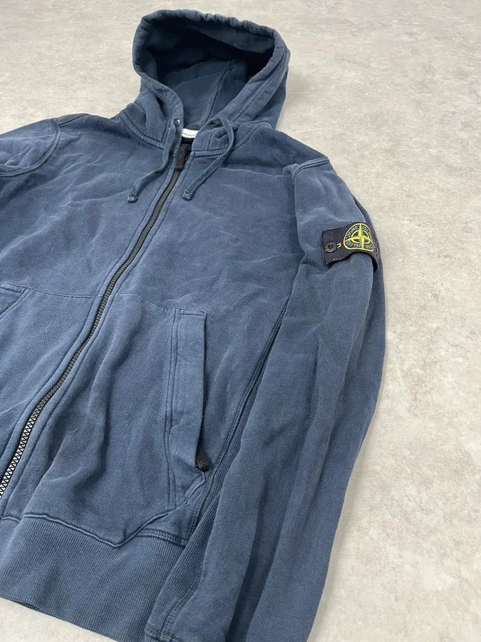 Stone Island Navy Signature Minimalist Zip-up Hoodie