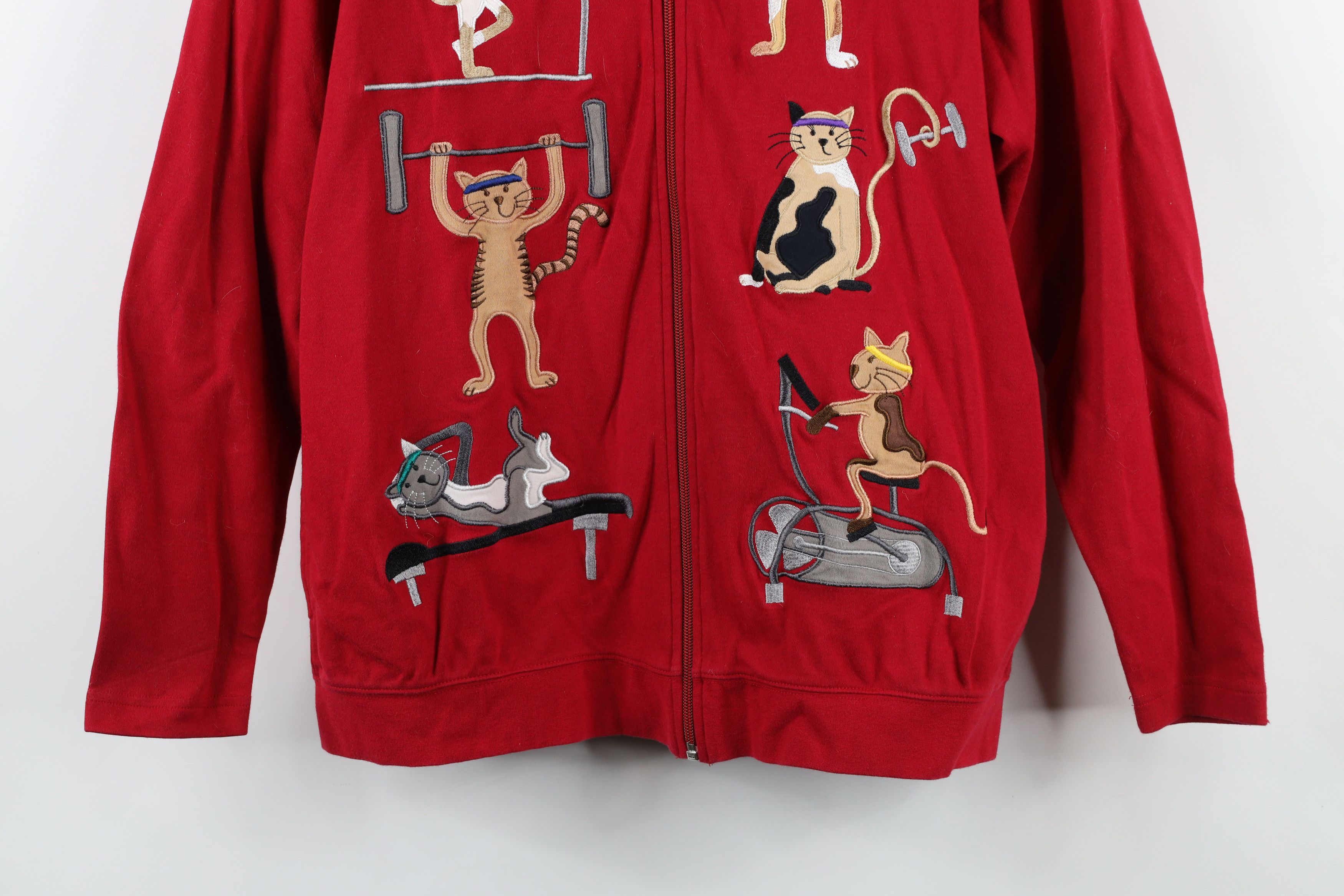 Vintage Vintage 90s Streetwear Cat Kitten Gym Full Zip Sweatshirt Size M / US 6-8 / IT 42-44 - 3 Thumbnail