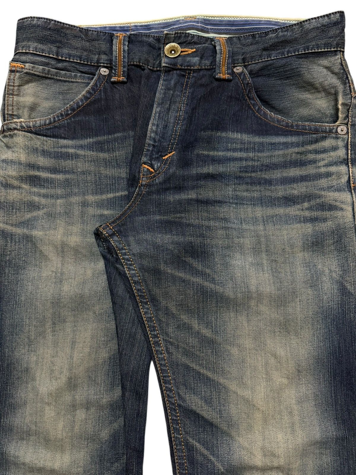 Edwin Vintage 90s Edwin XV Blue Faded Wash Whiskers Straight Leg Size US 34 / EU 50 - 4 Thumbnail