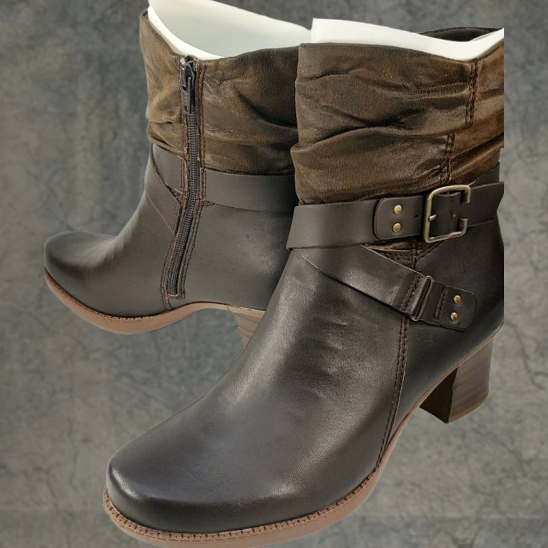 Vintage Earth Origins Wheaton Wade Women’s Leather Mid Boots Bark Brown Size 9.5 Size US 10 / IT 40 - 1 Thumbnail