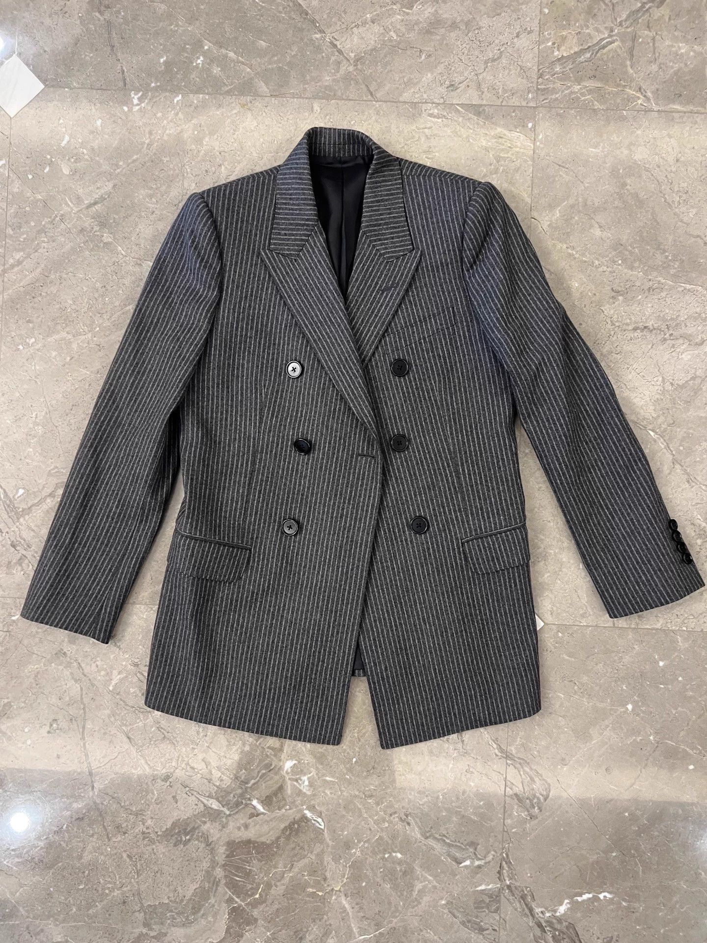 Celine Celine Hedi Slimane 22SS Gray Stripe Wool Blazer Size 36 Size XS / US 0-2 / IT 36-38 - 1 Thumbnail