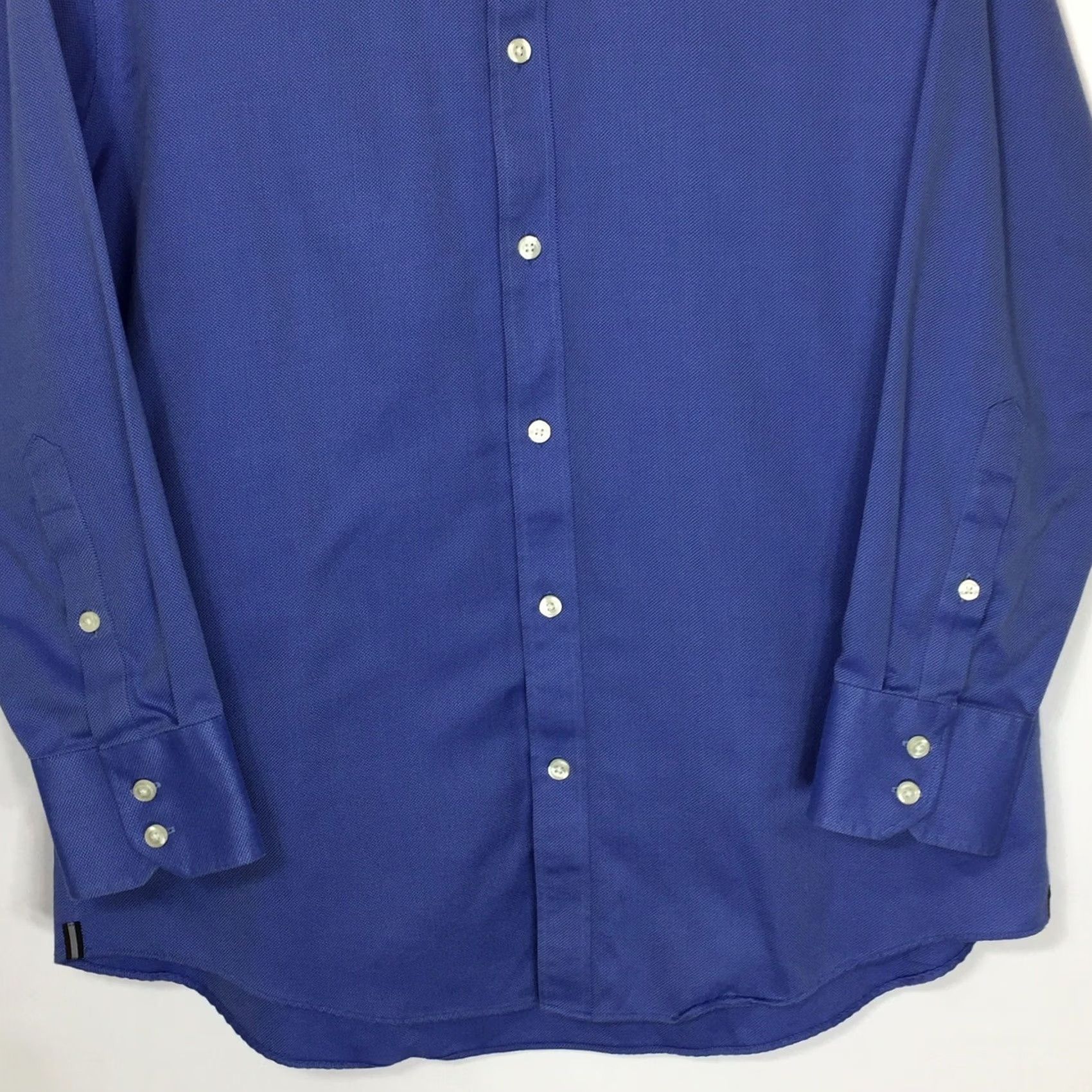 Vintage Black Brown 1826 Shirt Mens 16.5 Slim Blue Long Sleeve Button Up Non-Iron Shadowed Button-Up Style Size US XL / EU 56 / 4 - 4 Thumbnail