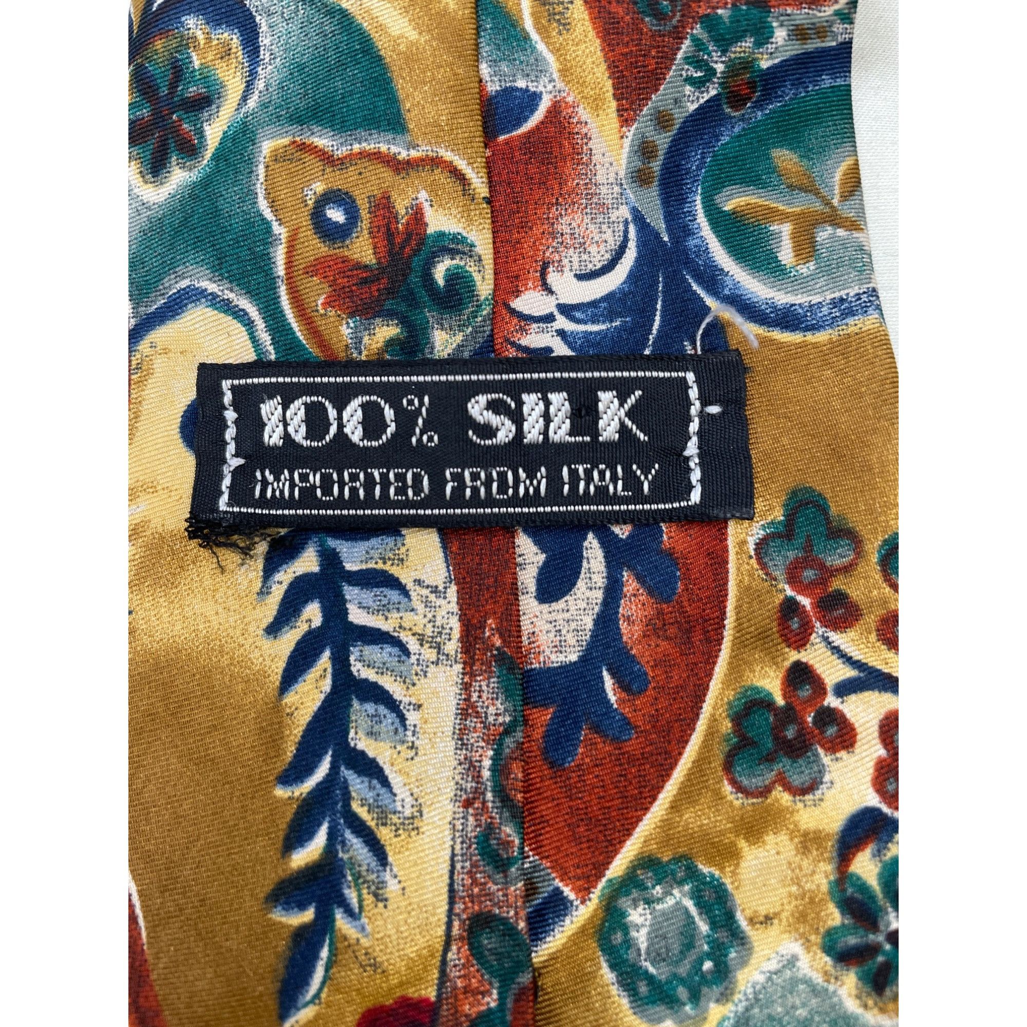 Other Imported from Italy 100 Silk Necktie Multicolor Leafy design Size ONE SIZE - 4 Thumbnail