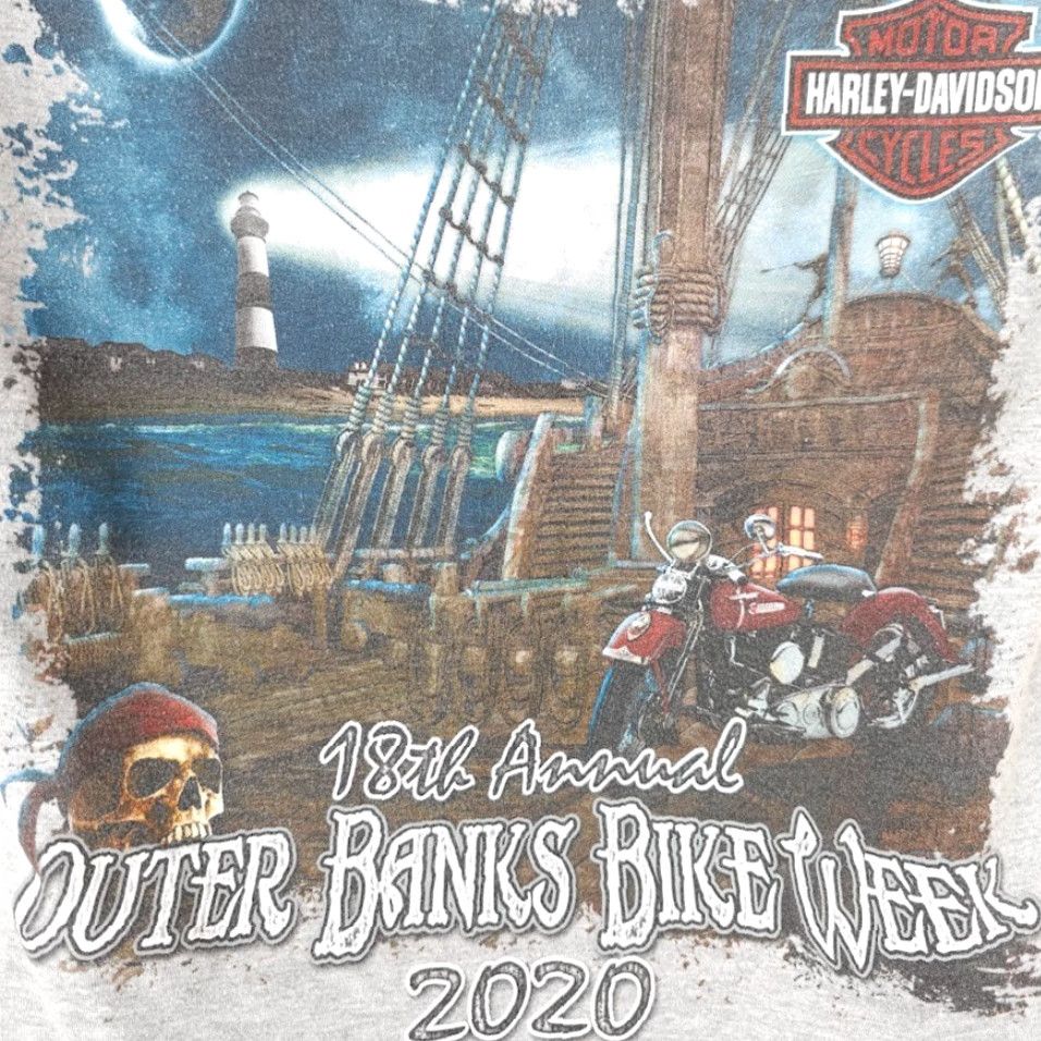 Harley Davidson Harley-Davidson T Shirt Mens Size S Gray 2020 Outer Banks Bike Week NC Souvenir Travel Motorcycle Biker Double-Sided Crew Neck Short Sleeve Cotton Size US S / EU 44-46 / 1 - 5 Thumbnail
