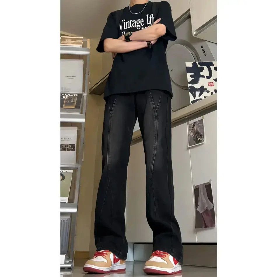 Japanese Brand Retro loose fitting patchwork micro flared jeans Size US 30 / EU 46 - 1 Thumbnail