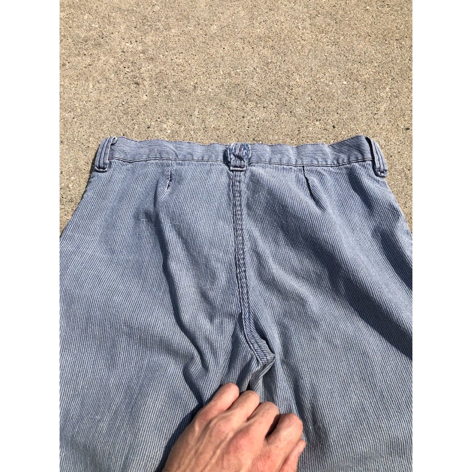 Bell VINTAGE Denim Bell Bottom Jeans W29 L31 Pincheck Stripe 60s Handmade Unbranded Unisex Adults Size 29" - 6 Thumbnail