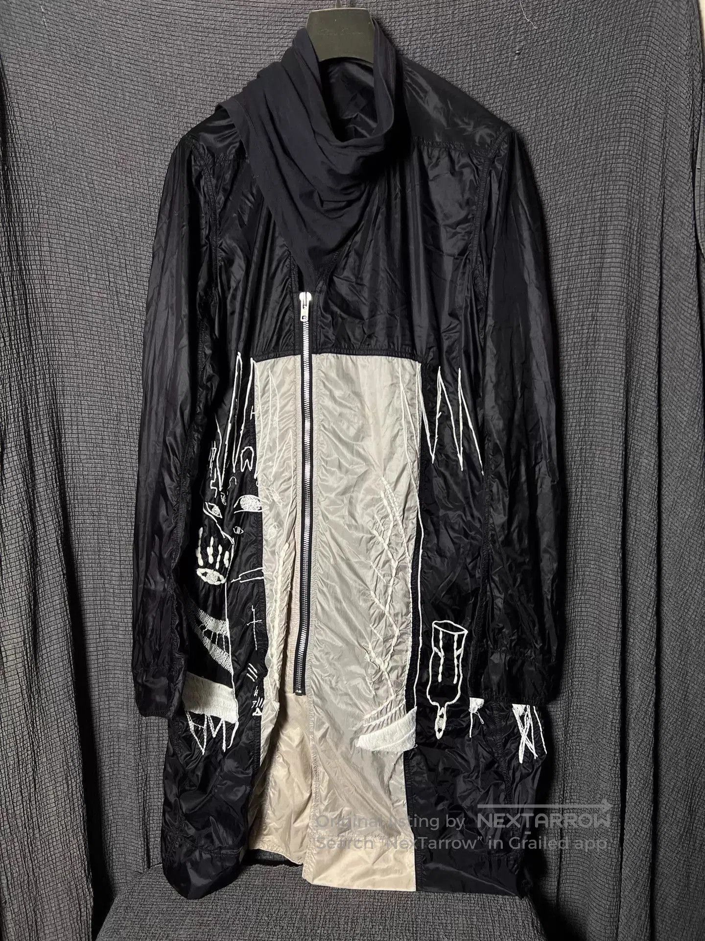 Rick Owens Black Lightweight Jacket with Abstract White Graphics - L. Size US L / EU 52-54 / 3 - 1 Thumbnail