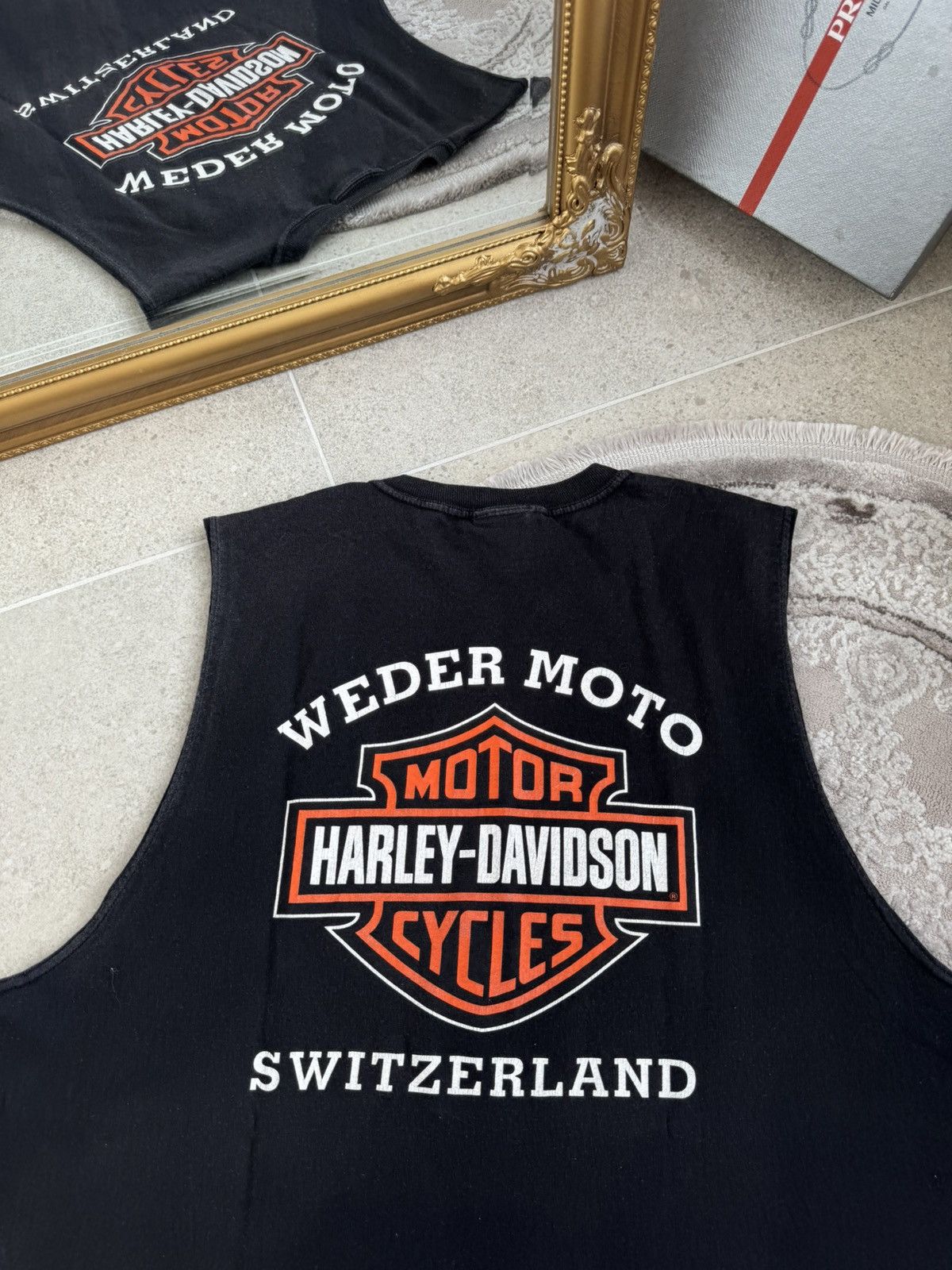 Harley Davidson Vintage 2002 Harley Davidson Sleeveless T-Shirt - Weder Moto Size US XL / EU 56 / 4 - 9 Thumbnail