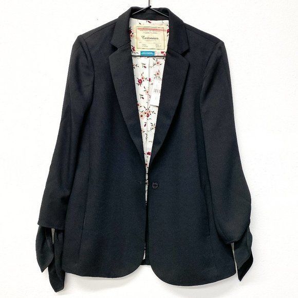 Anthropologie Cartonnier Black Tied-Sleeve Blazer Size XS / US 0-2 / IT 36-38 - 4 Thumbnail