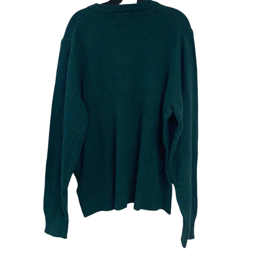 American Eagle Outfitters New AEO Women Medium Dark Emerald Long Sleeve V Neck Sweater Size M / US 6-8 / IT 42-44 - 2 Thumbnail