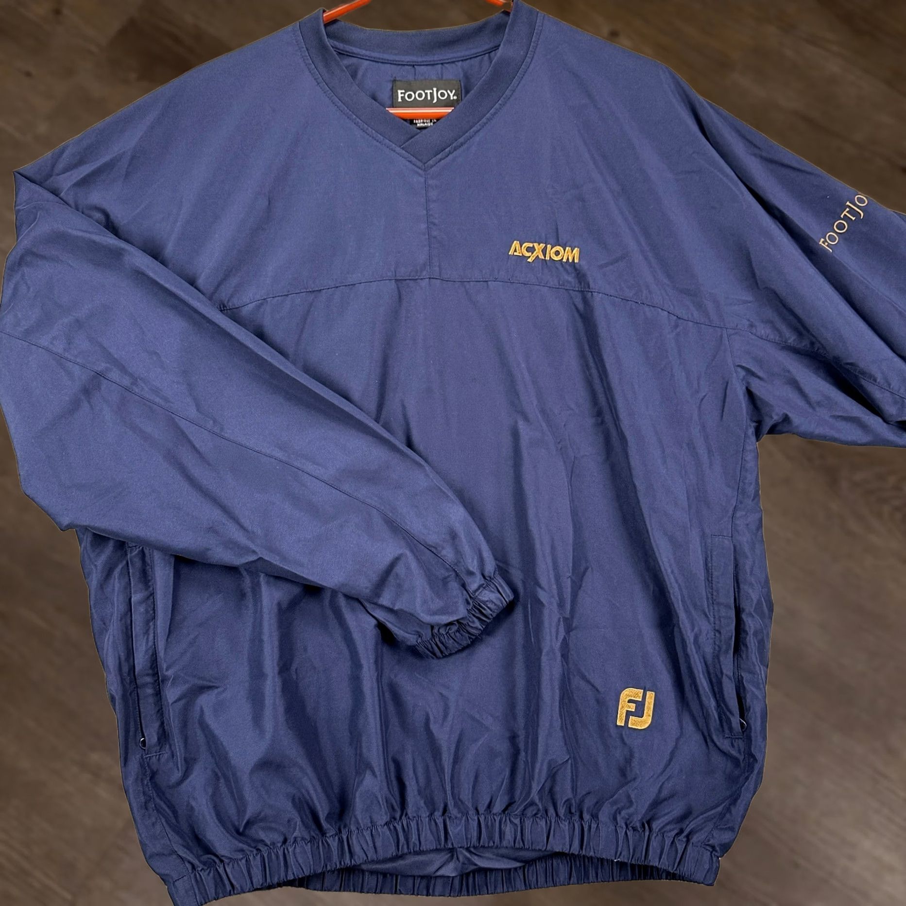 Footjoy FootJoy Mens Pullover Jacket Blue V-Neck Long Sleeve Pocket Zip 100% Polyester Outdoor Golf Size US L / EU 52-54 / 3 - 1 Thumbnail