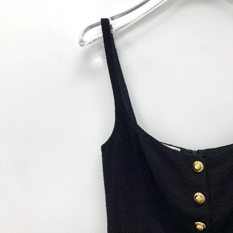 Celine Miu Miu Black Wool Button Dress Size XS / US 0-2 / IT 36-38 - 3 Thumbnail